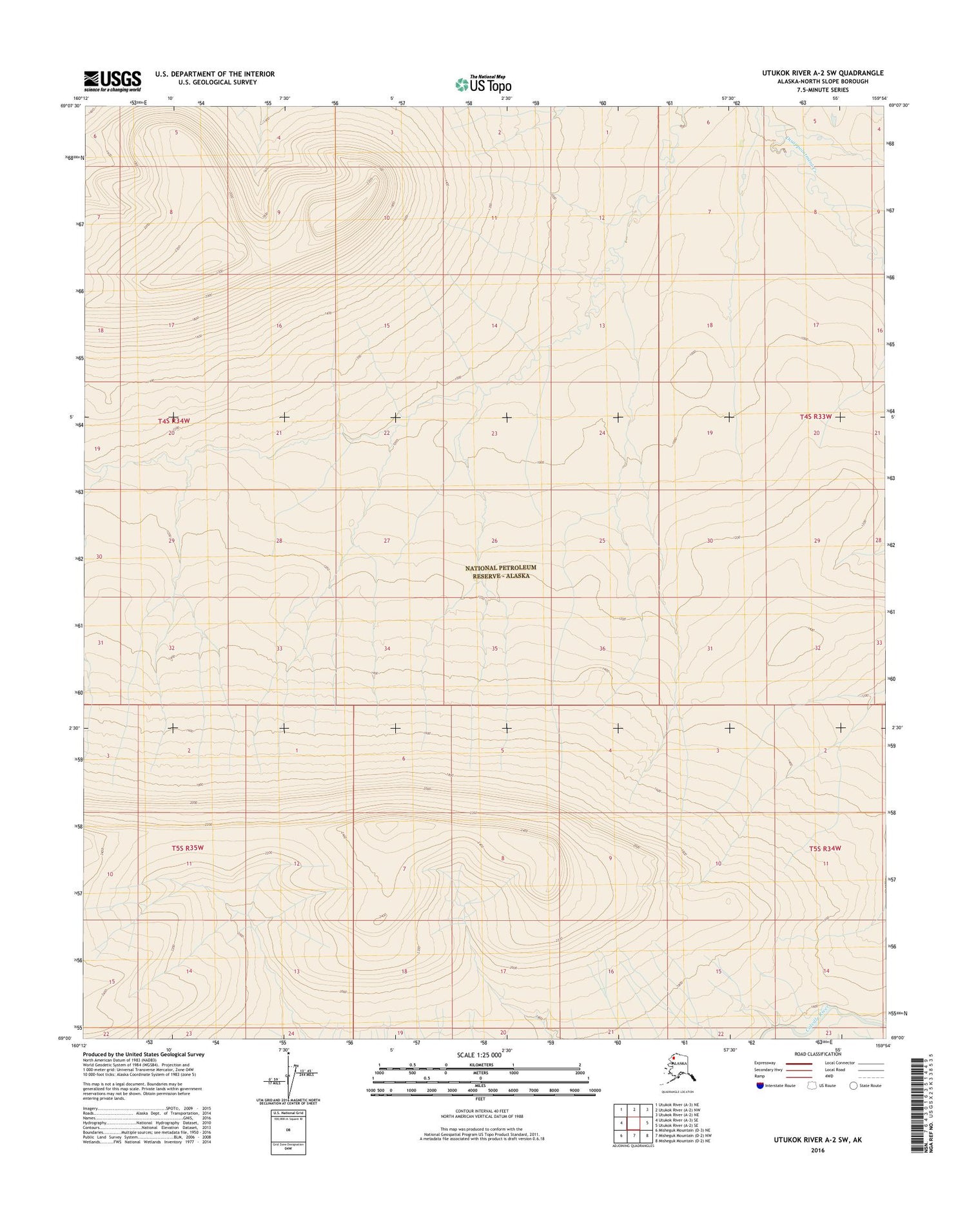 Utukok River A-2 SW Alaska US Topo Map Image