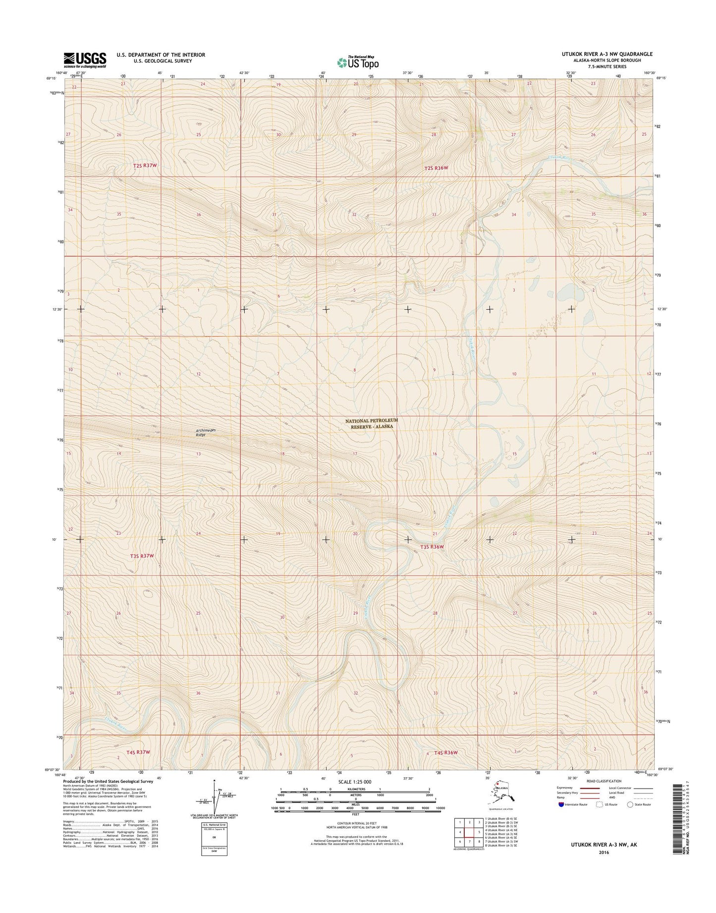 Utukok River A-3 NW Alaska US Topo Map Image