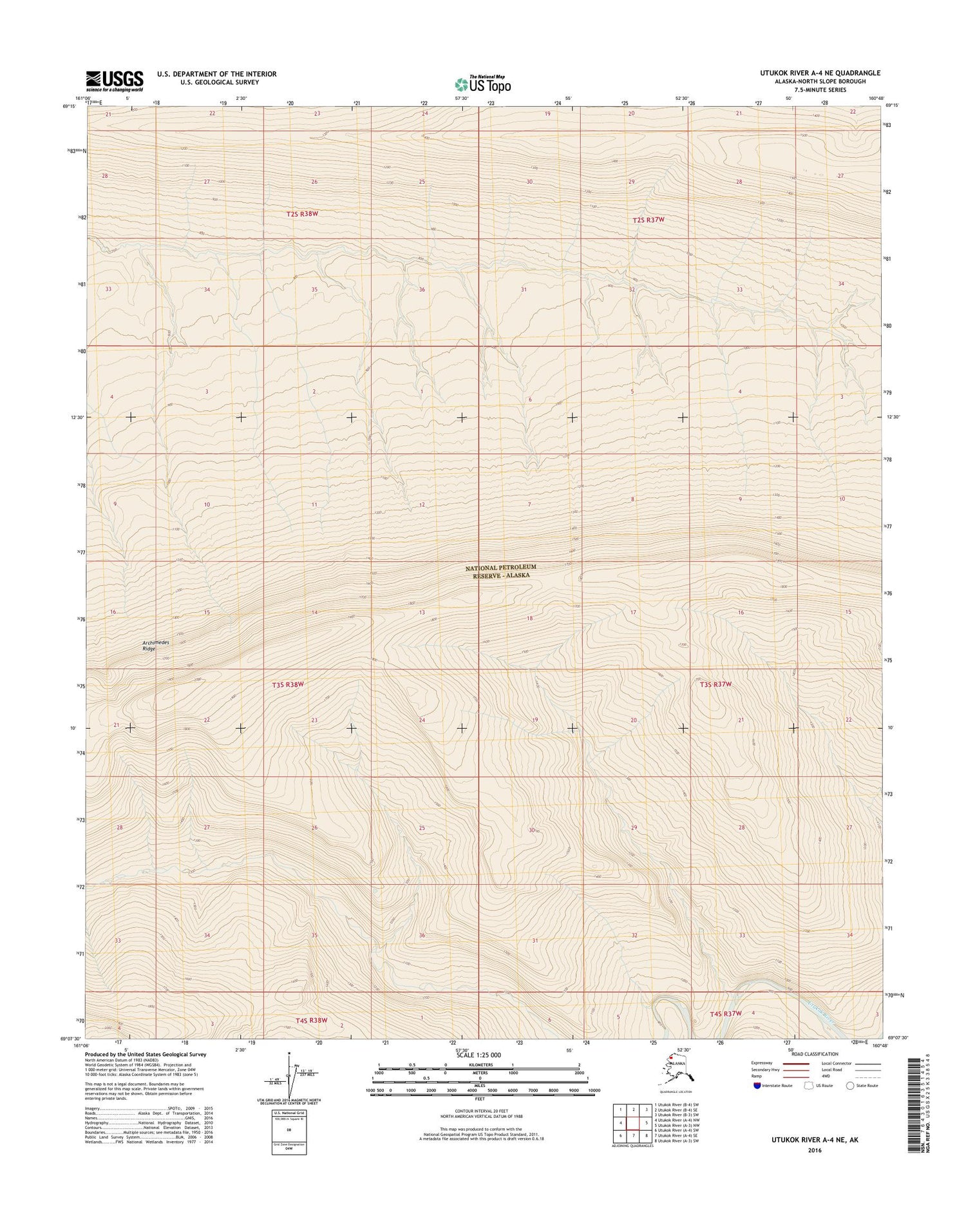 Utukok River A-4 NE Alaska US Topo Map Image