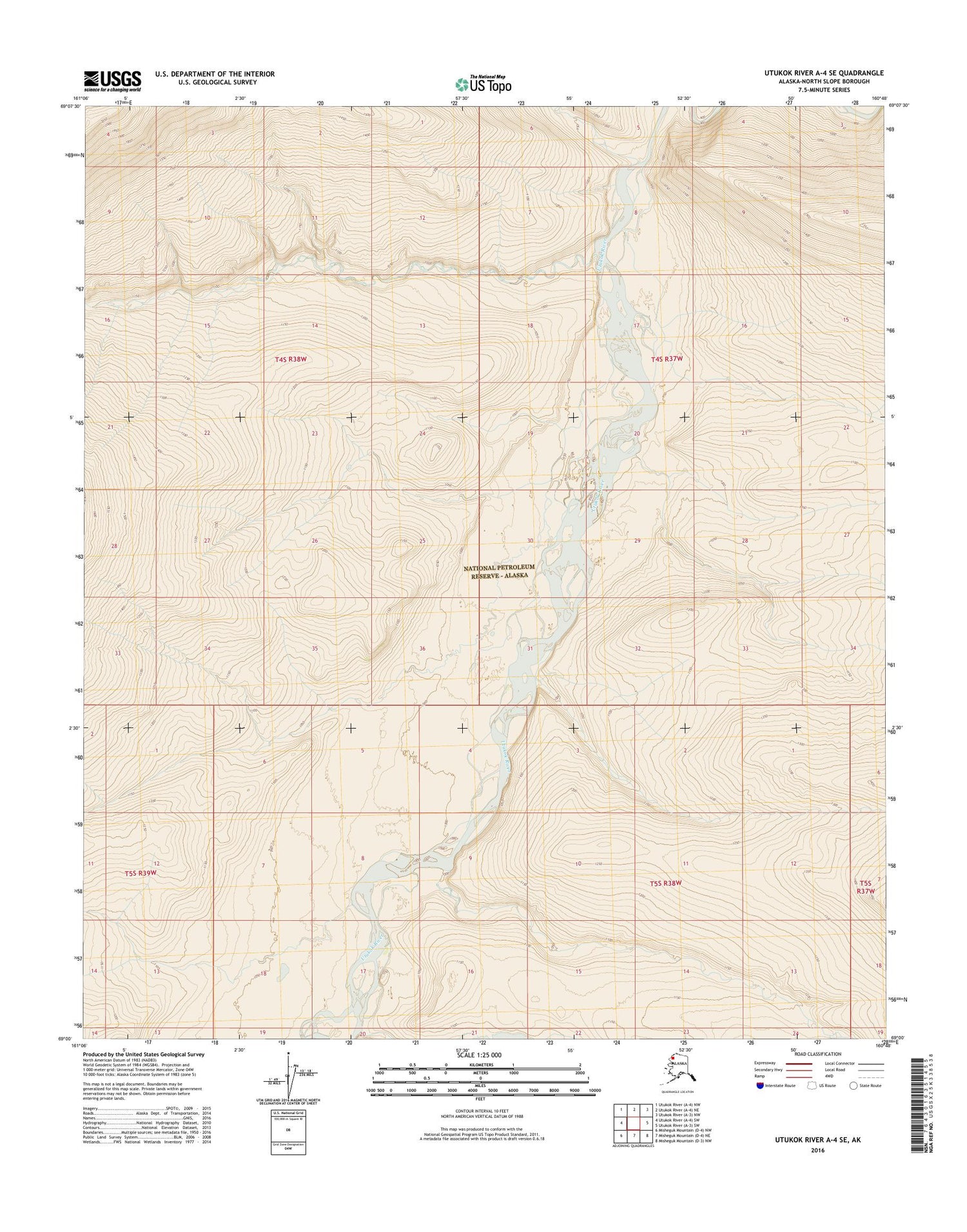 Utukok River A-4 SE Alaska US Topo Map Image