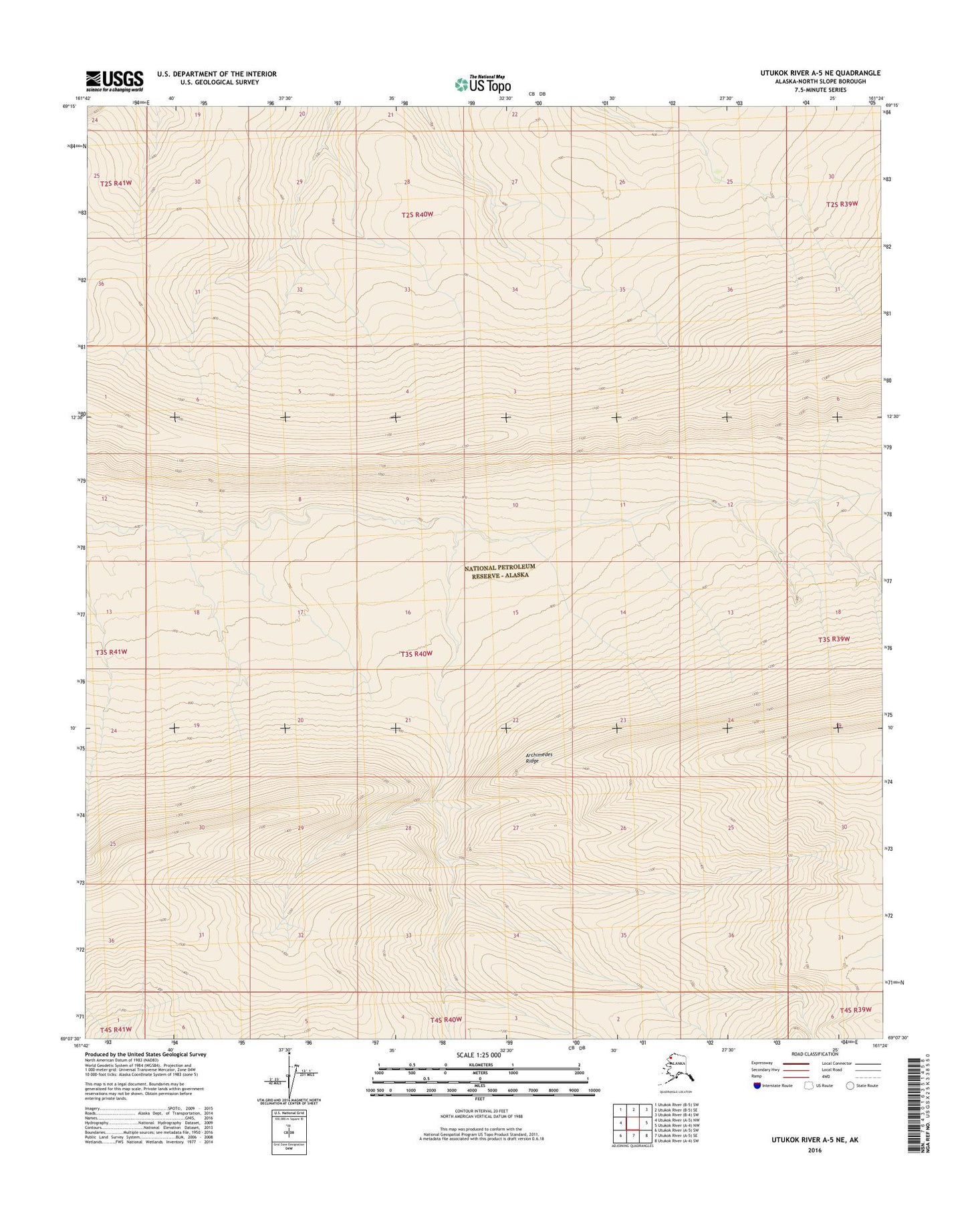 Utukok River A-5 NE Alaska US Topo Map Image