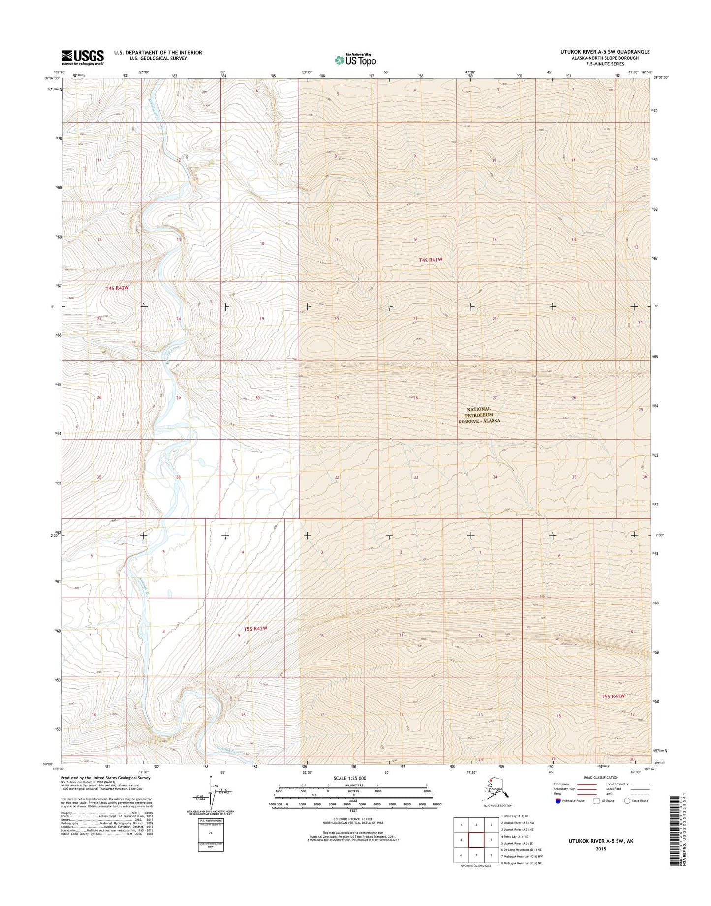 Utukok River A-5 SW Alaska US Topo Map Image