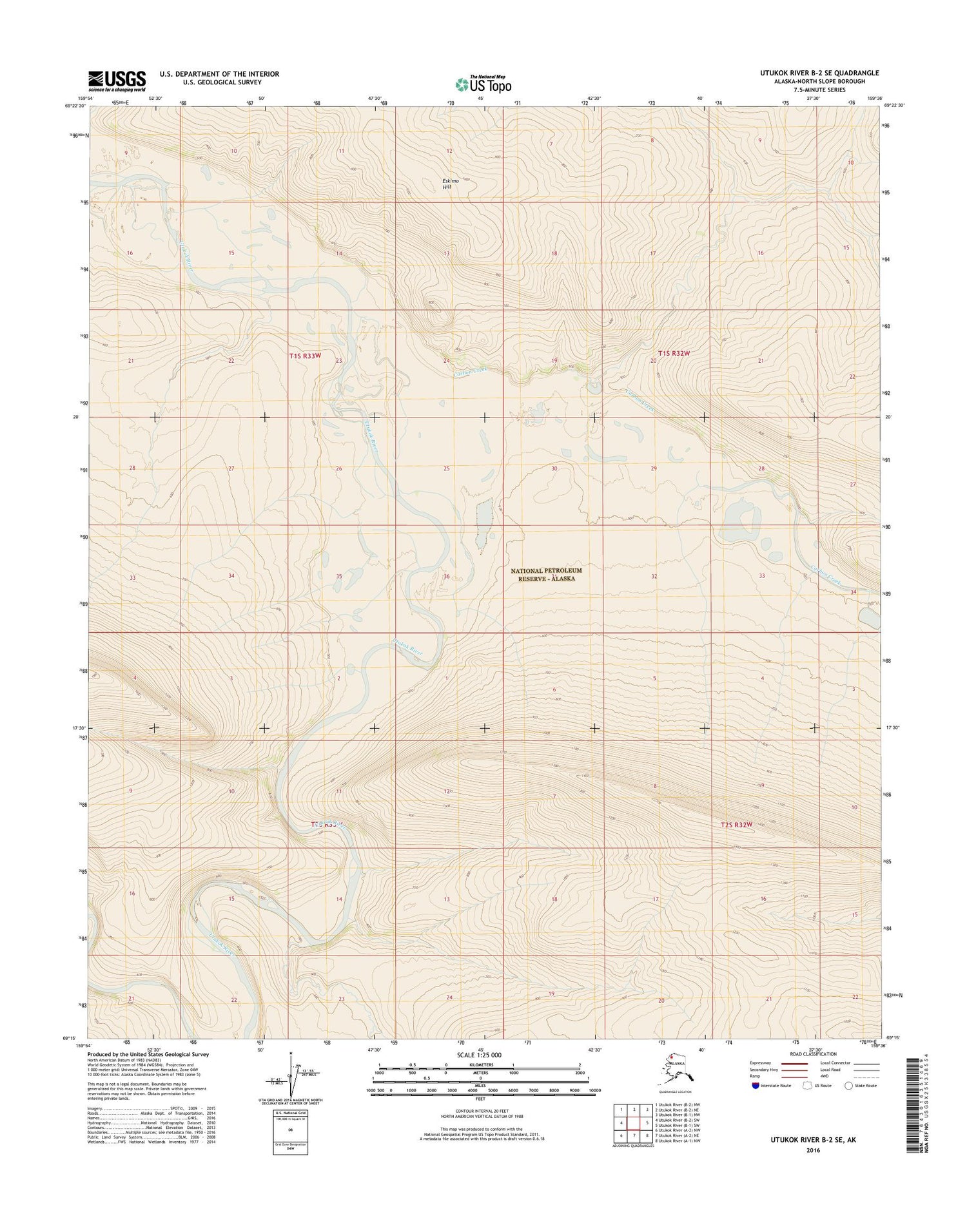 Utukok River B-2 SE Alaska US Topo Map Image