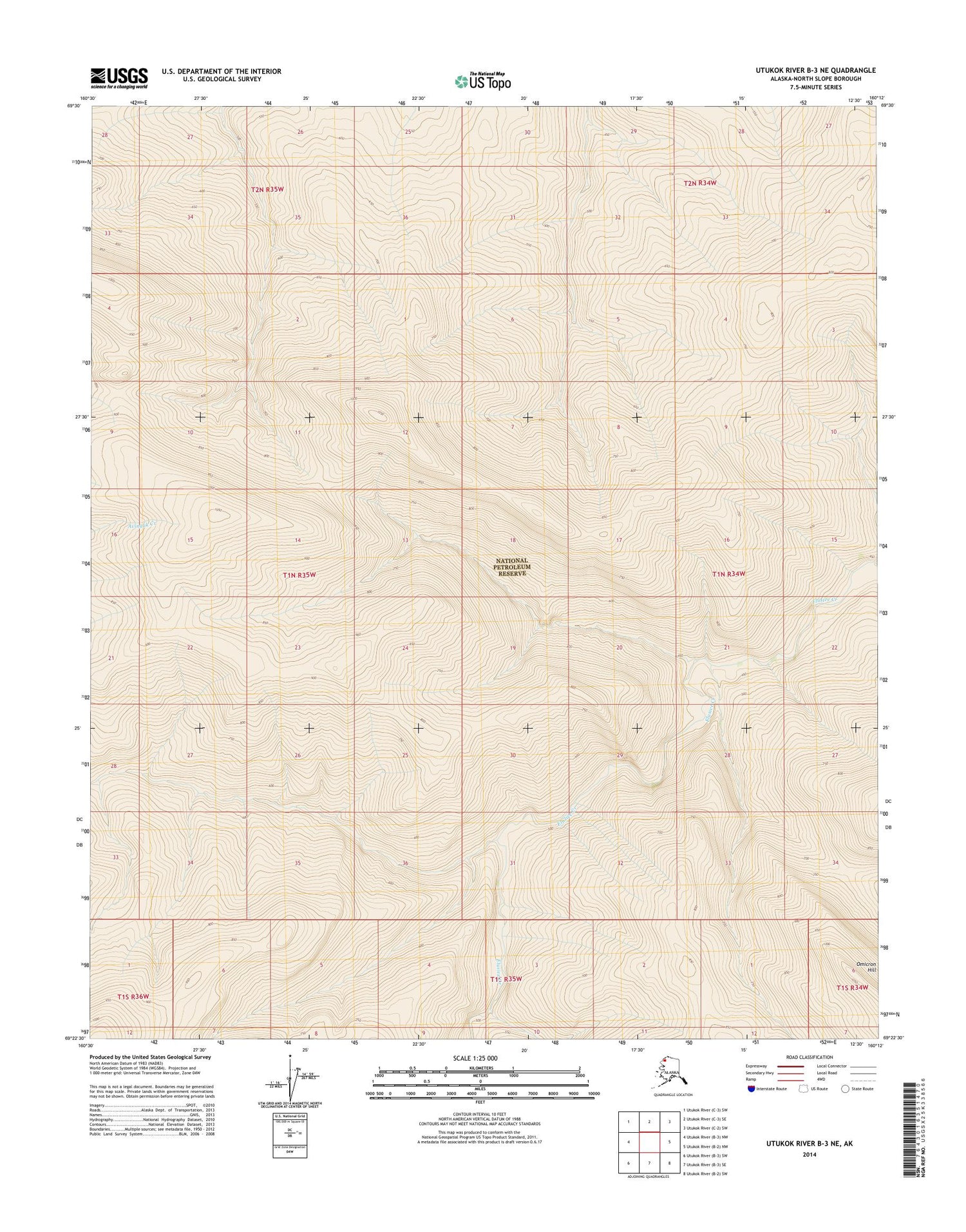 Utukok River B-3 NE Alaska US Topo Map Image
