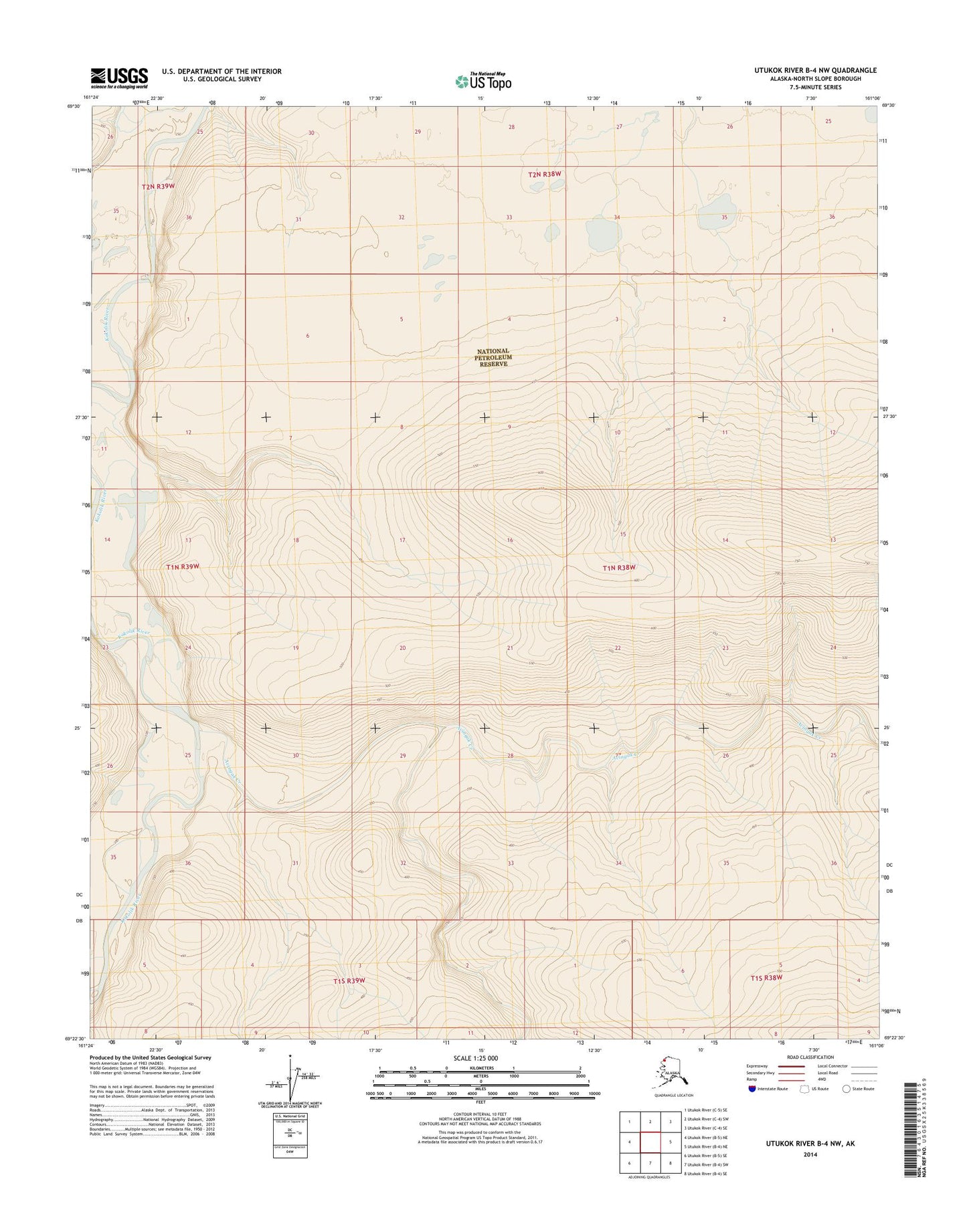 Utukok River B-4 NW Alaska US Topo Map Image