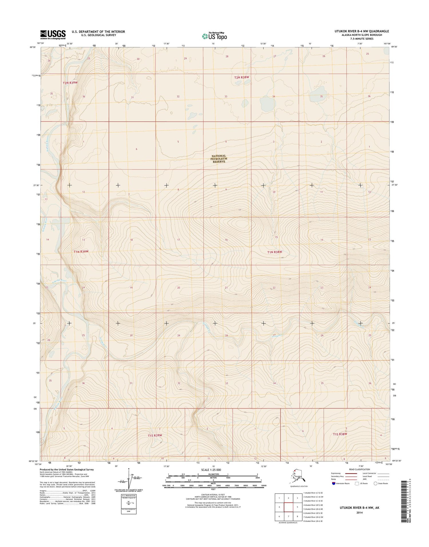 Utukok River B-4 NW Alaska US Topo Map Image