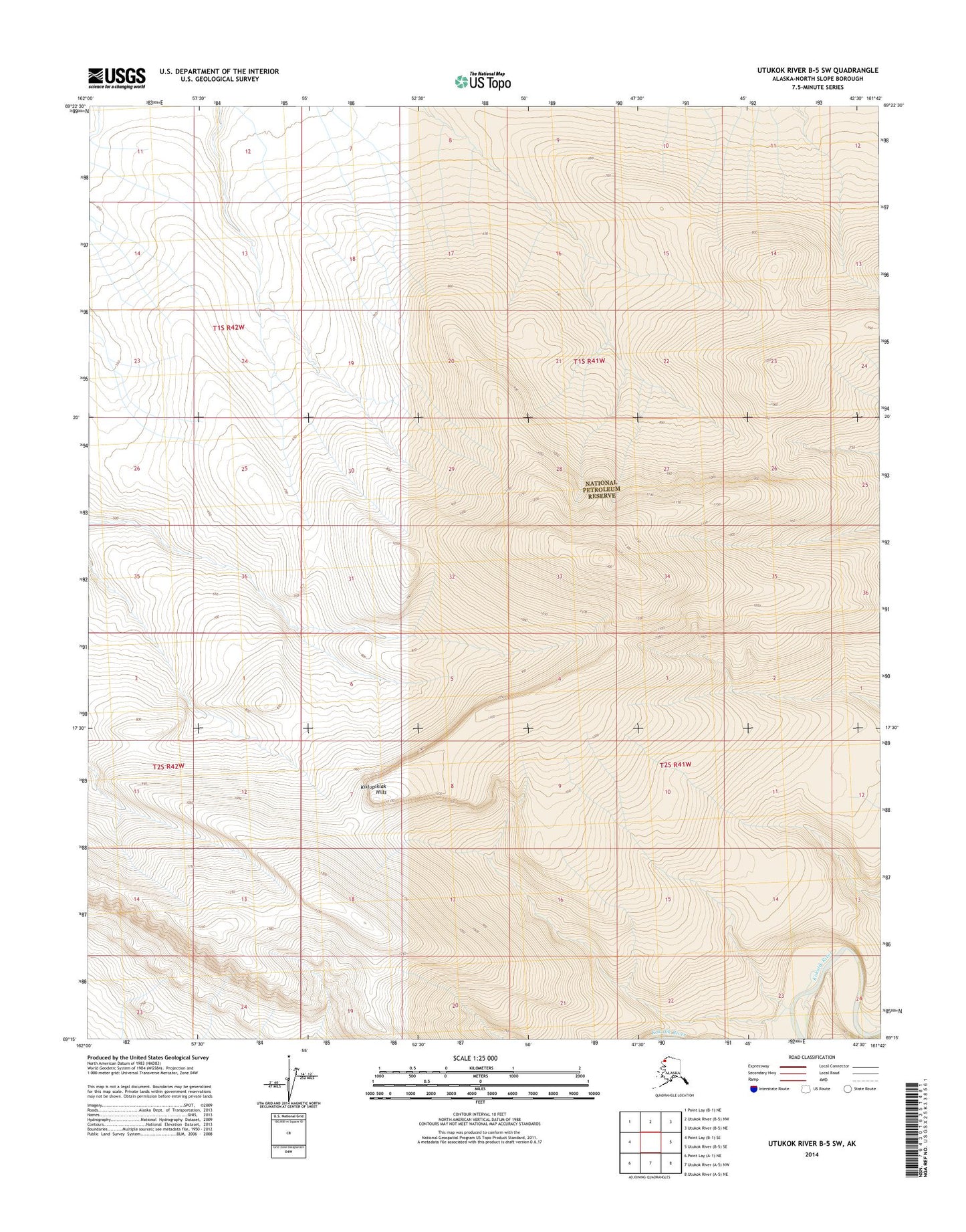Utukok River B-5 SW Alaska US Topo Map Image
