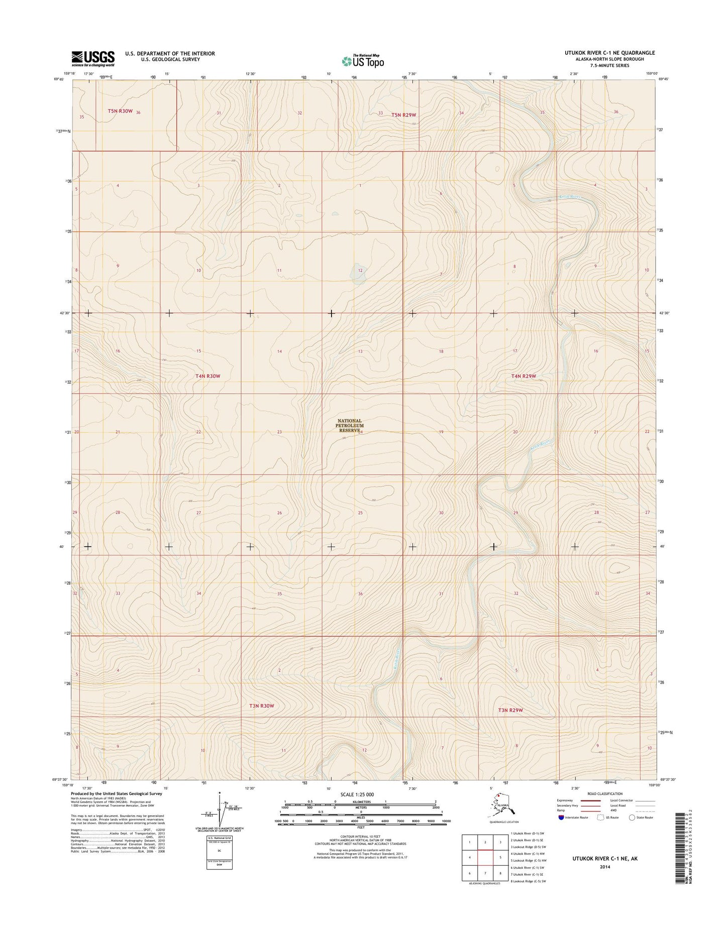 Utukok River C-1 NE Alaska US Topo Map Image