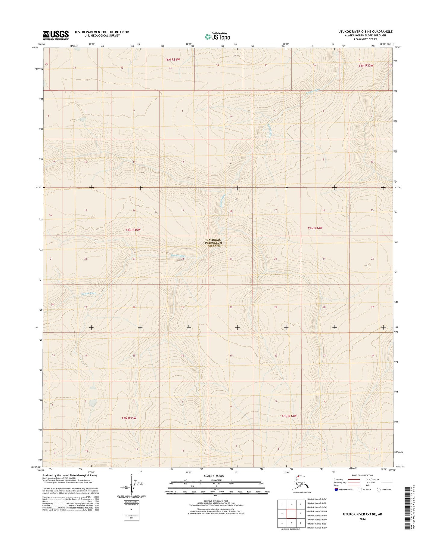 Utukok River C-3 NE Alaska US Topo Map Image
