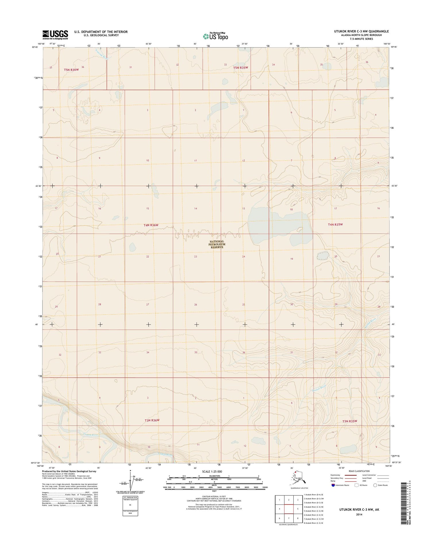 Utukok River C-3 NW Alaska US Topo Map Image