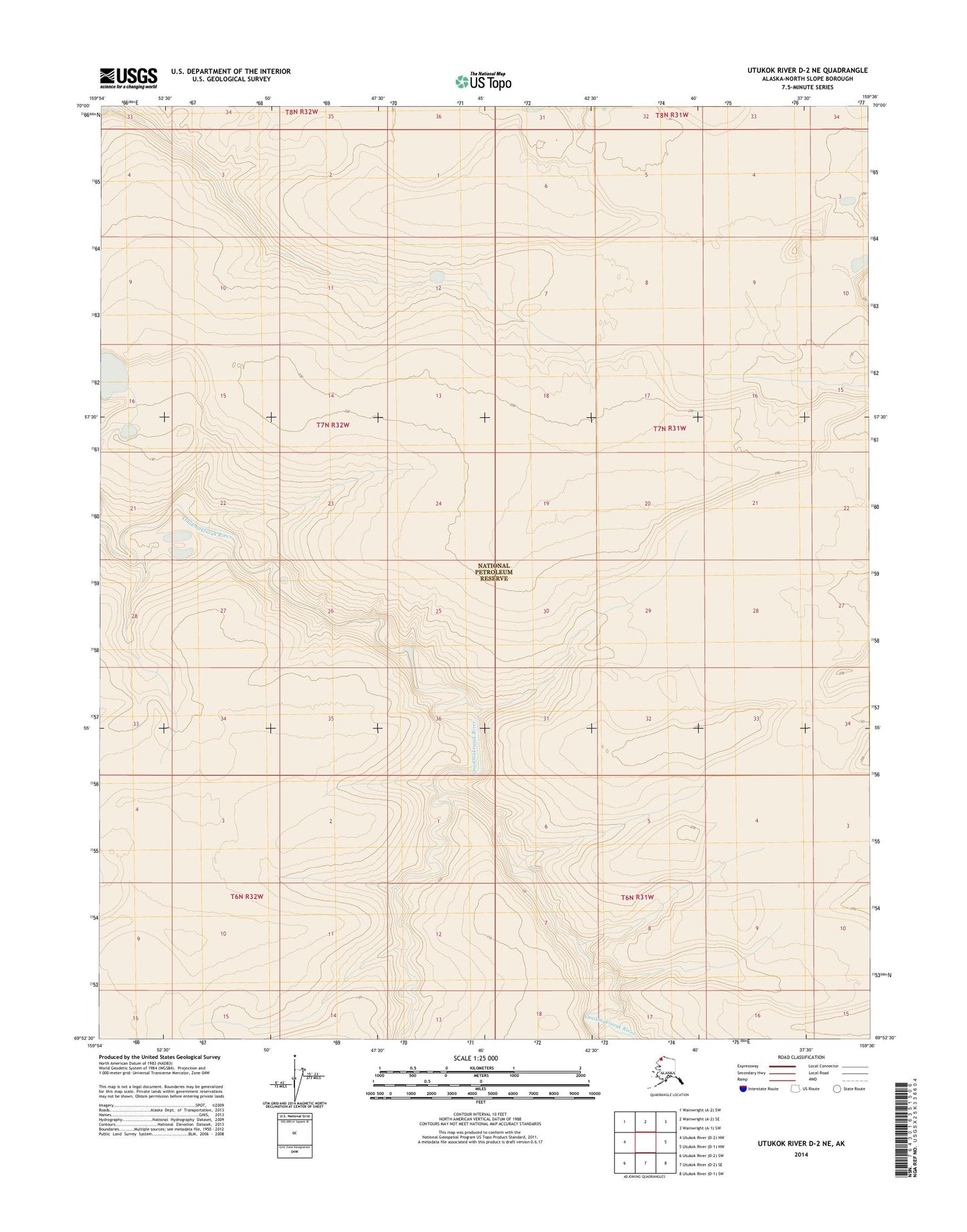 Utukok River D-2 NE Alaska US Topo Map Image