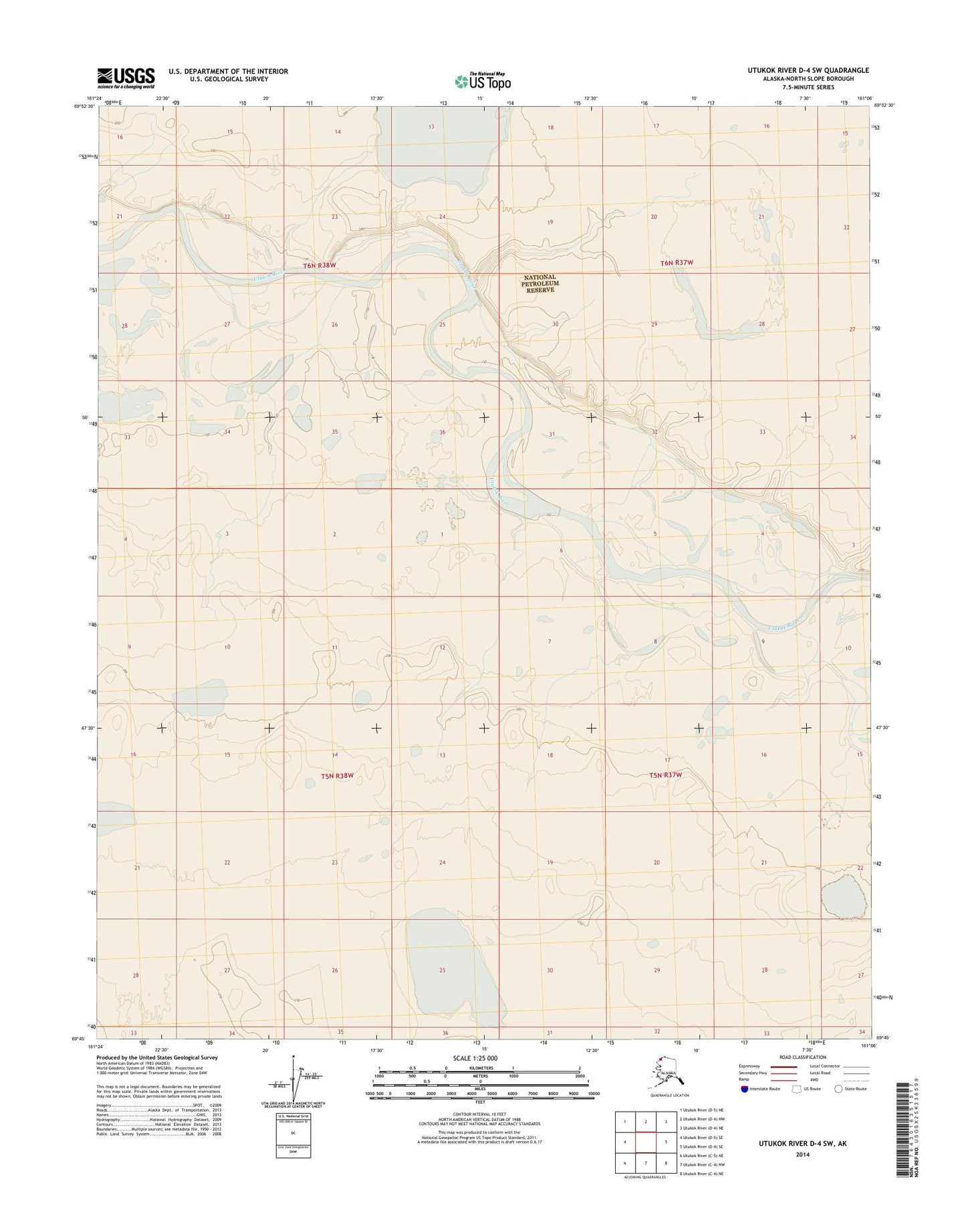 Utukok River D-4 SW Alaska US Topo Map Image