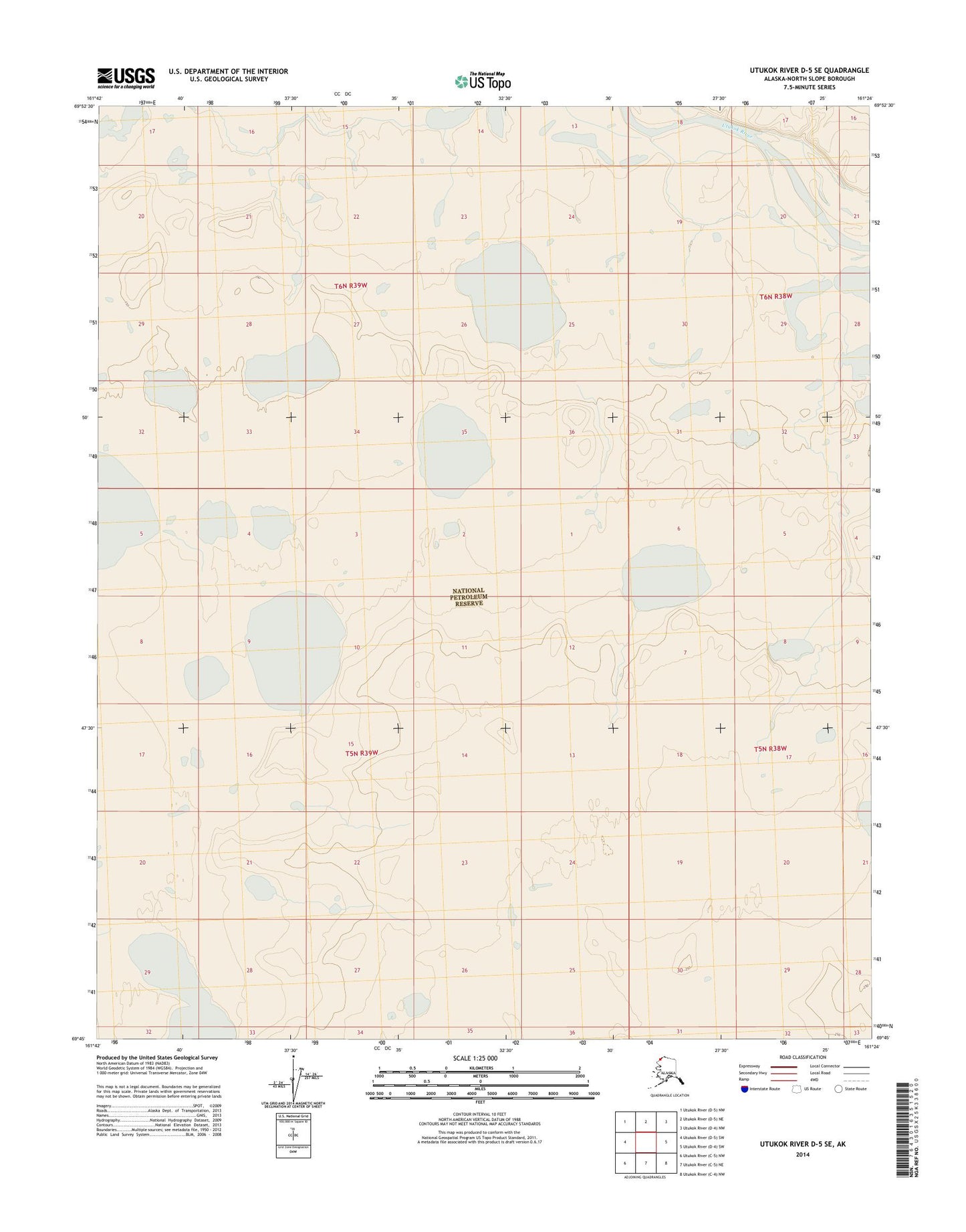 Utukok River D-5 SE Alaska US Topo Map Image