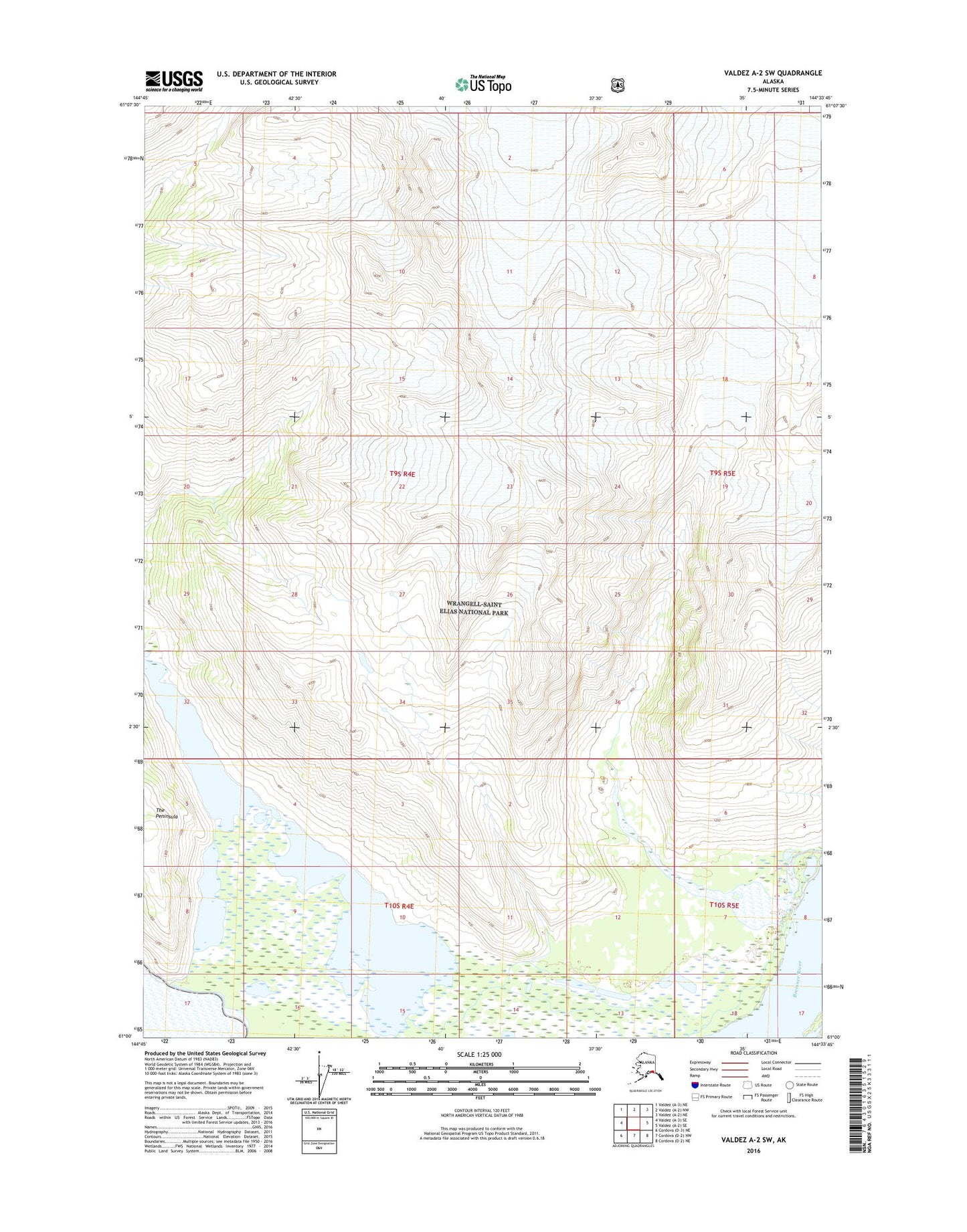 Valdez A-2 SW Alaska US Topo Map Image