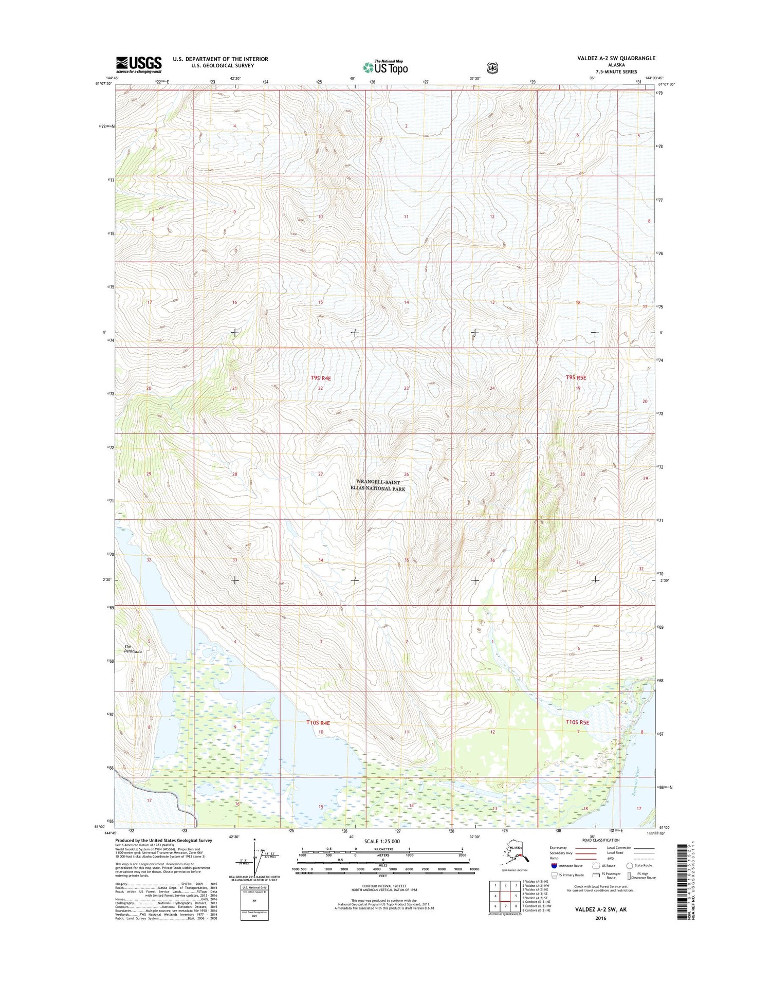 Valdez A-2 SW Alaska US Topo Map Image