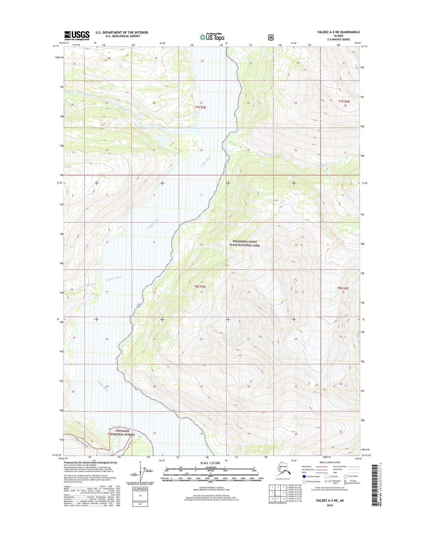 Valdez A-3 NE Alaska US Topo Map Image