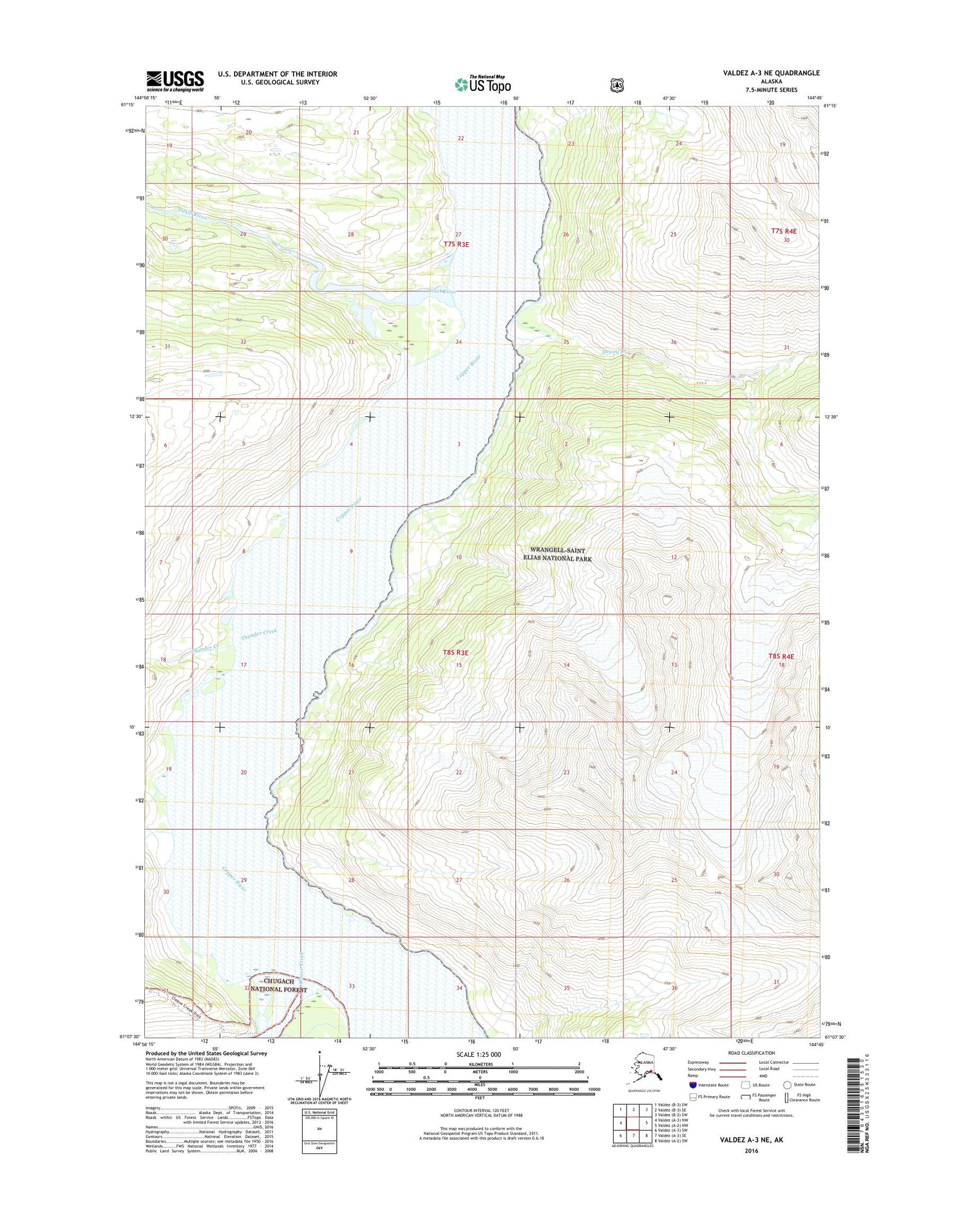 Valdez A-3 NE Alaska US Topo Map Image