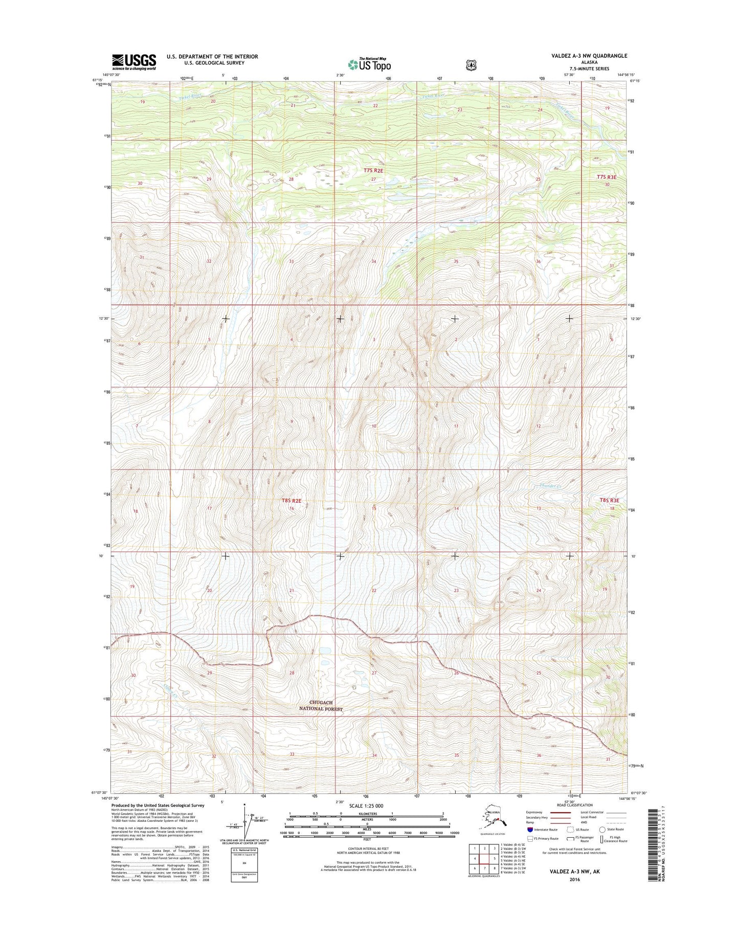 Valdez A-3 NW Alaska US Topo Map Image