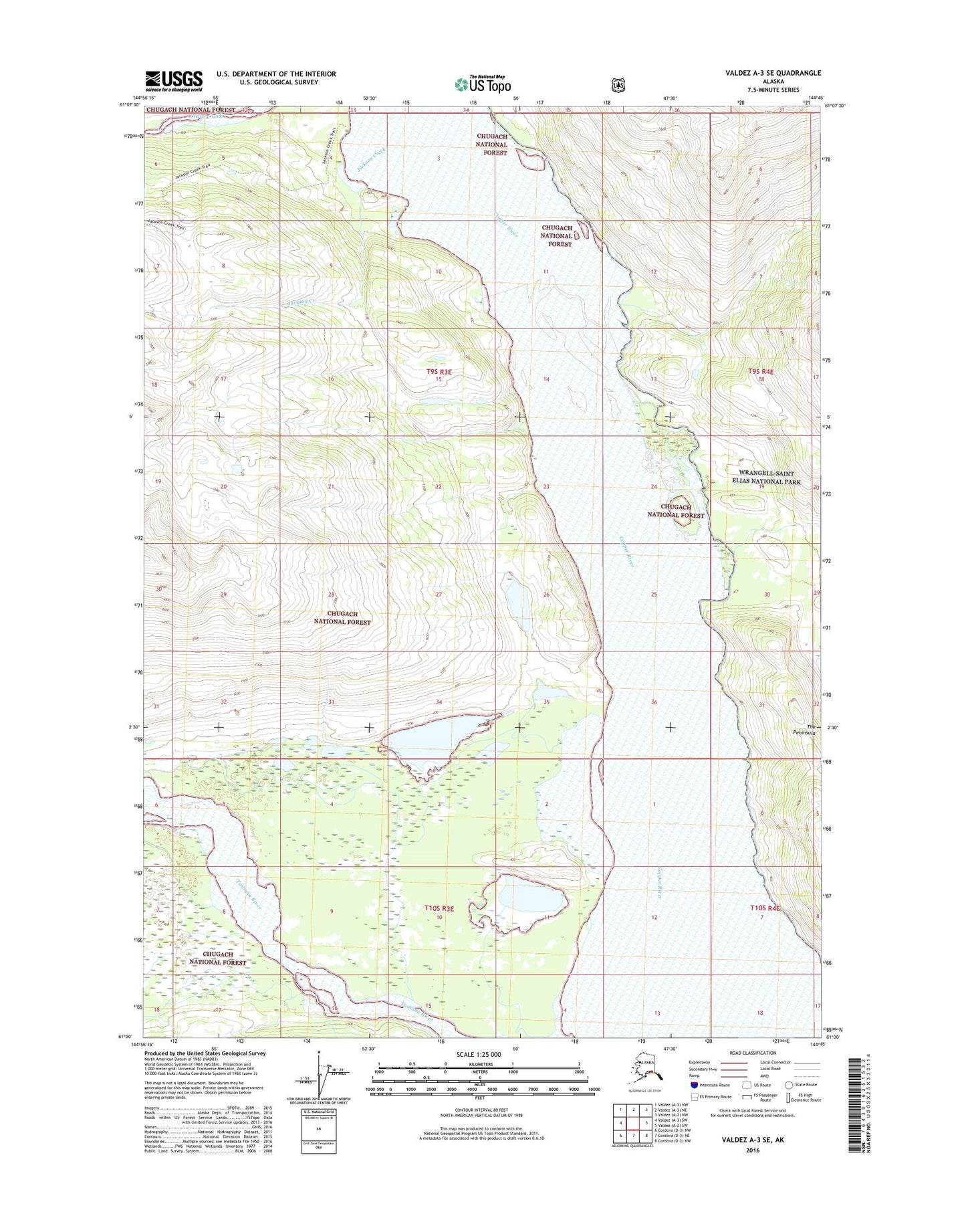 Valdez A-3 SE Alaska US Topo Map Image