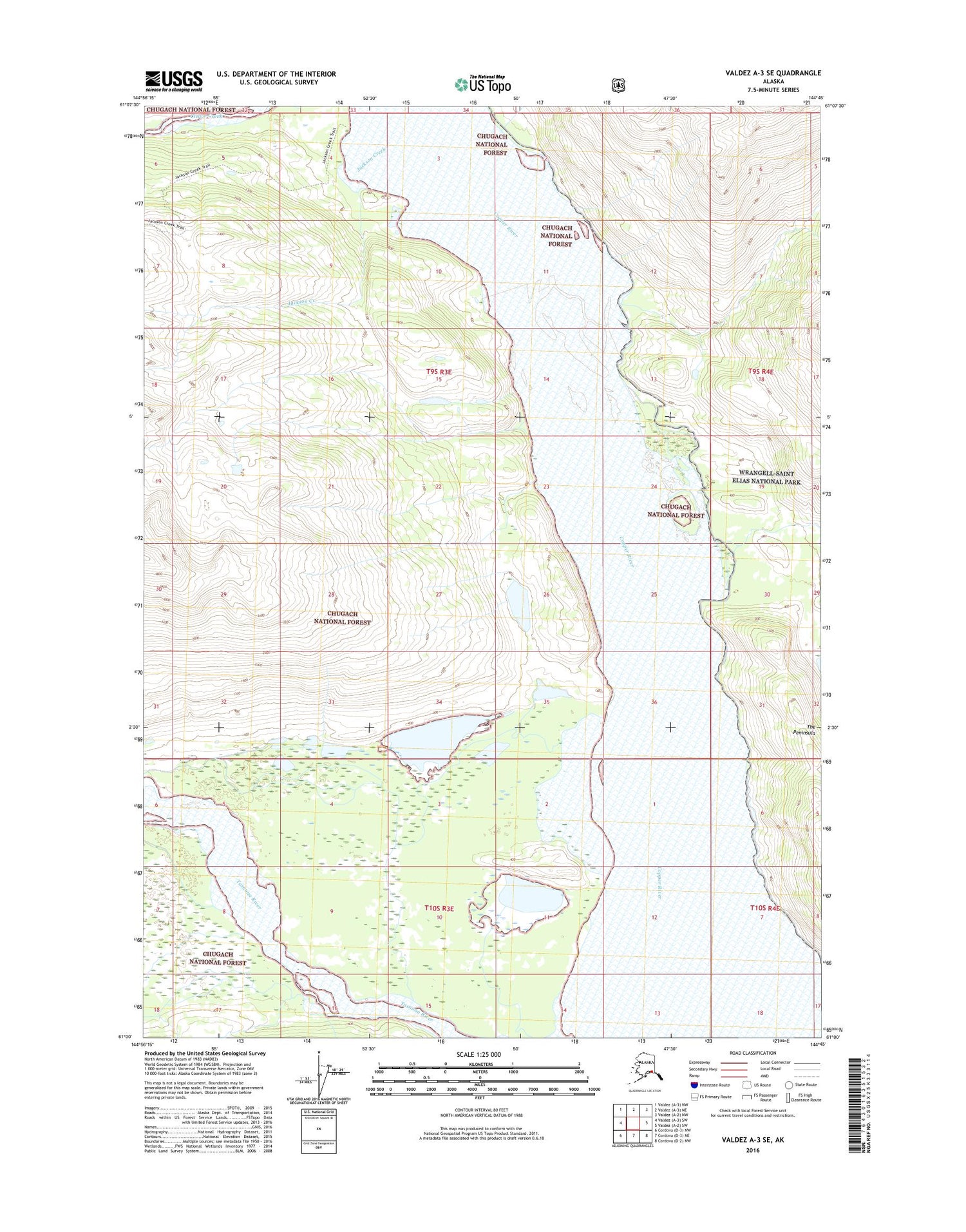 Valdez A-3 SE Alaska US Topo Map Image