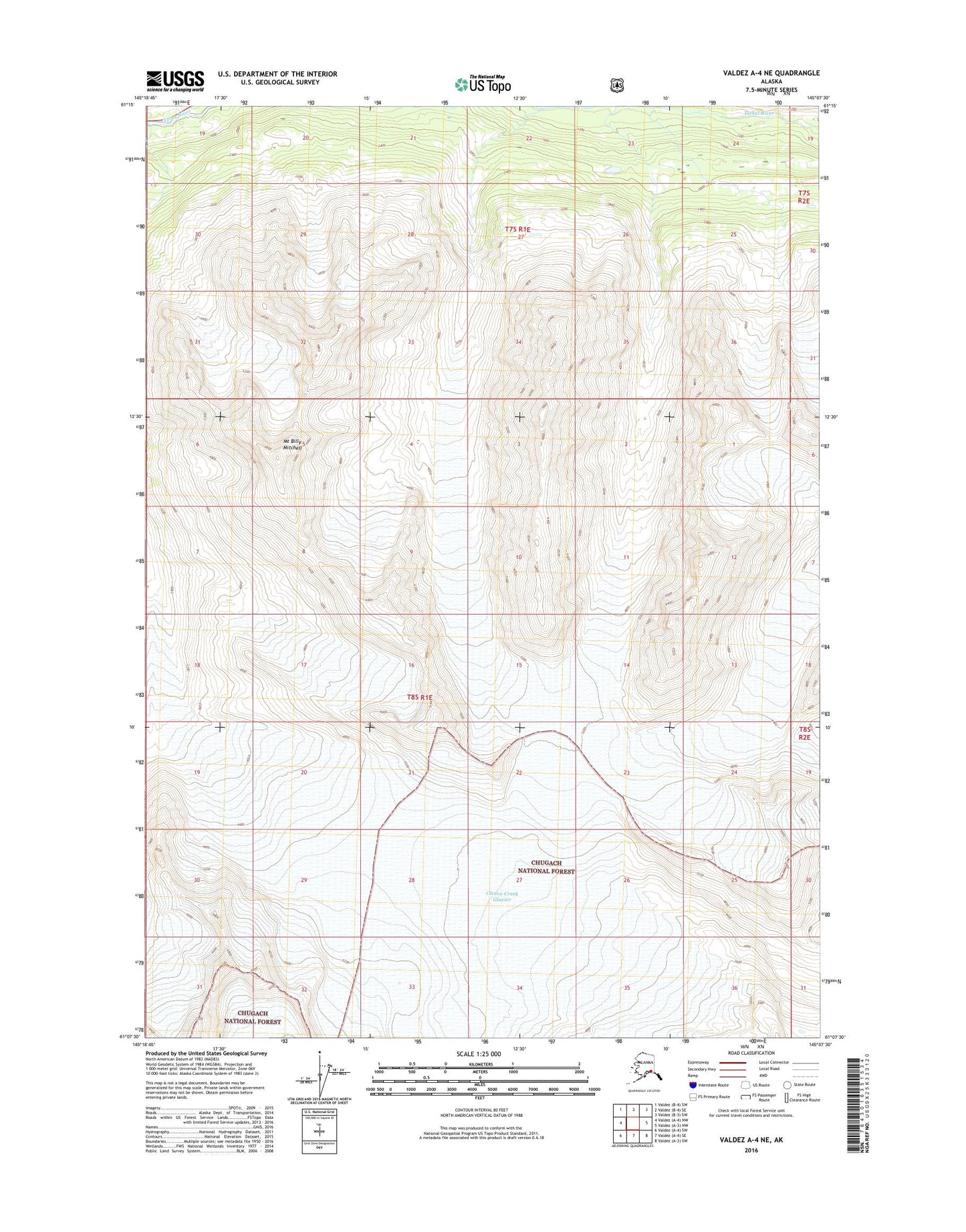 Valdez A-4 NE Alaska US Topo Map Image