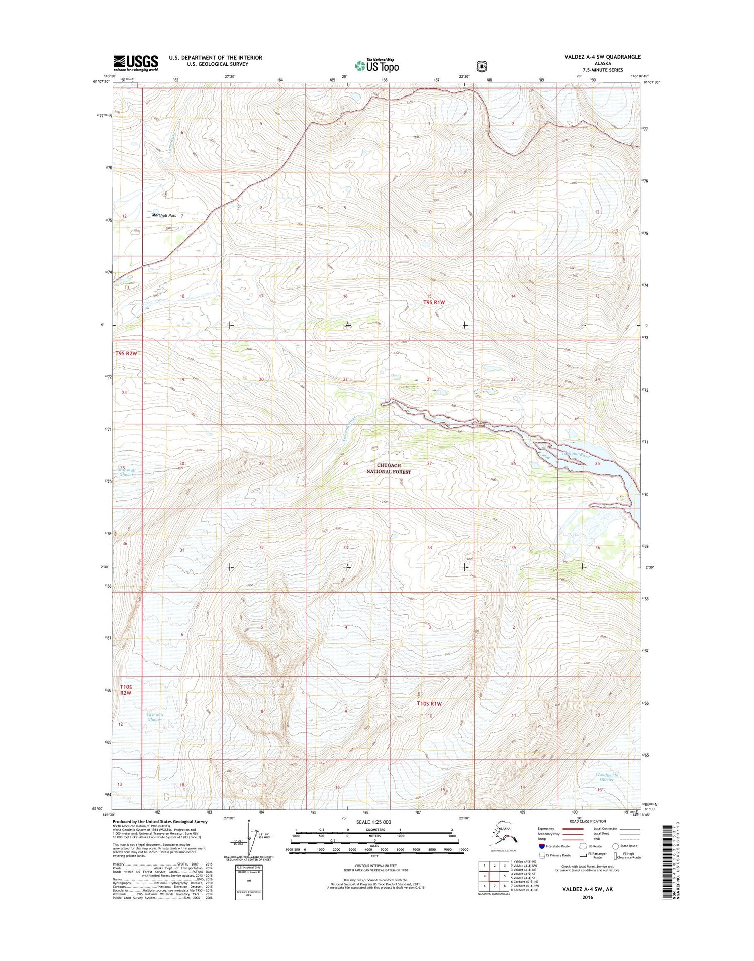 Valdez A-4 SW Alaska US Topo Map Image