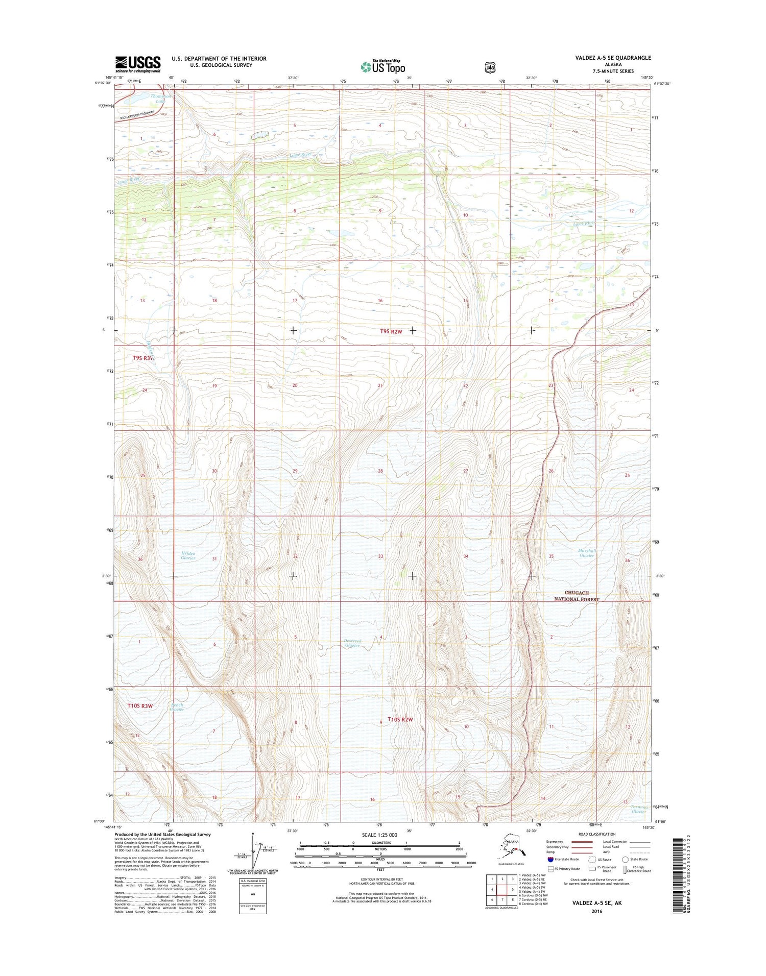 Valdez A-5 SE Alaska US Topo Map Image