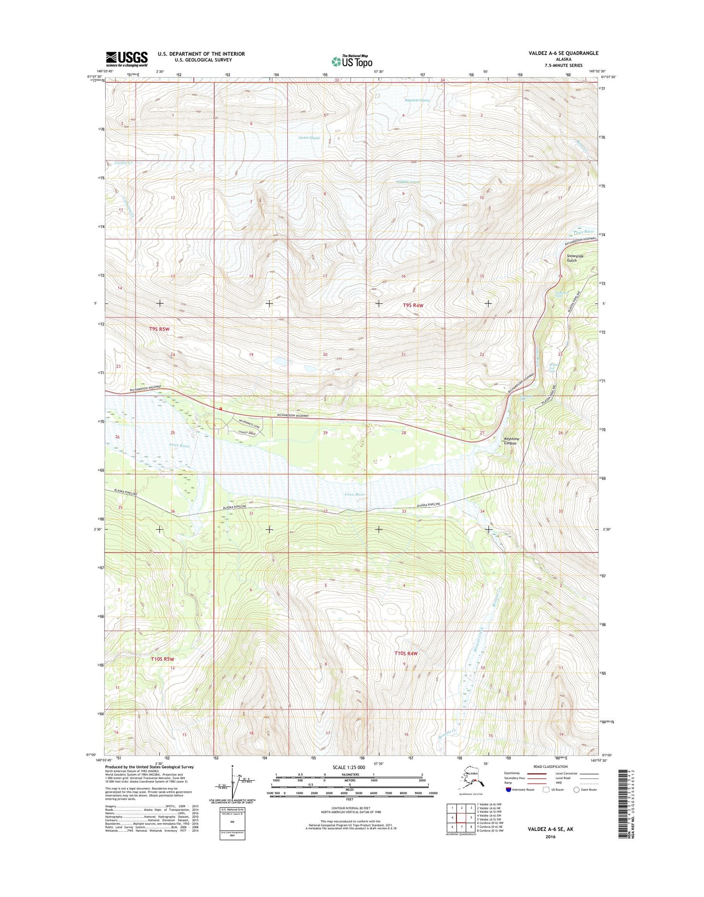 Valdez A-6 SE Alaska US Topo Map Image