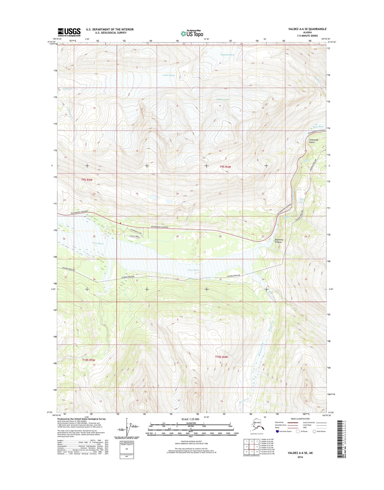 Valdez A-6 SE Alaska US Topo Map Image