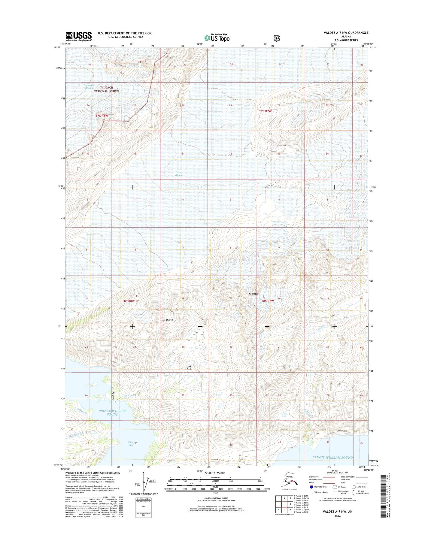 Valdez A-7 NW Alaska US Topo Map Image