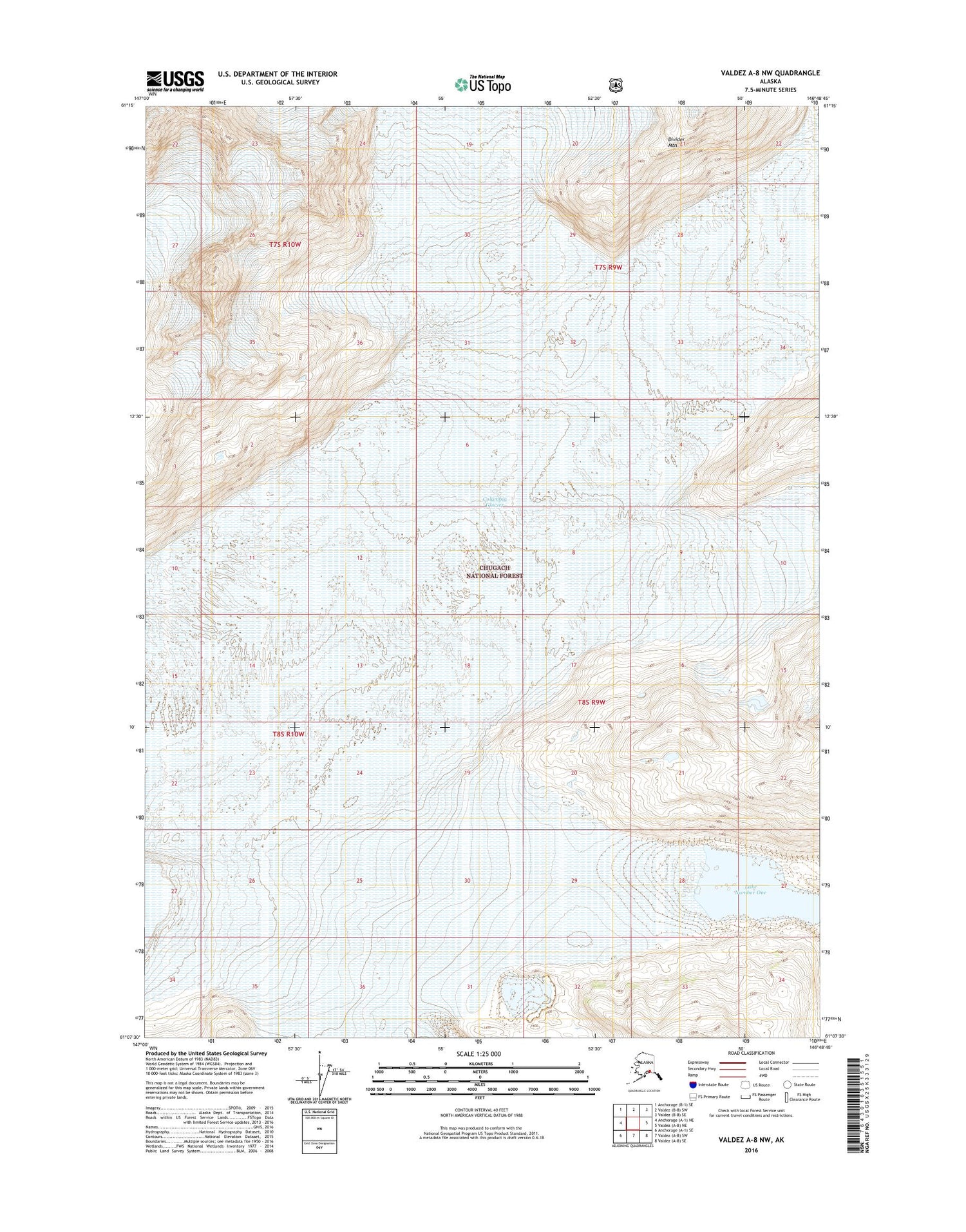 Valdez A-8 NW Alaska US Topo Map Image