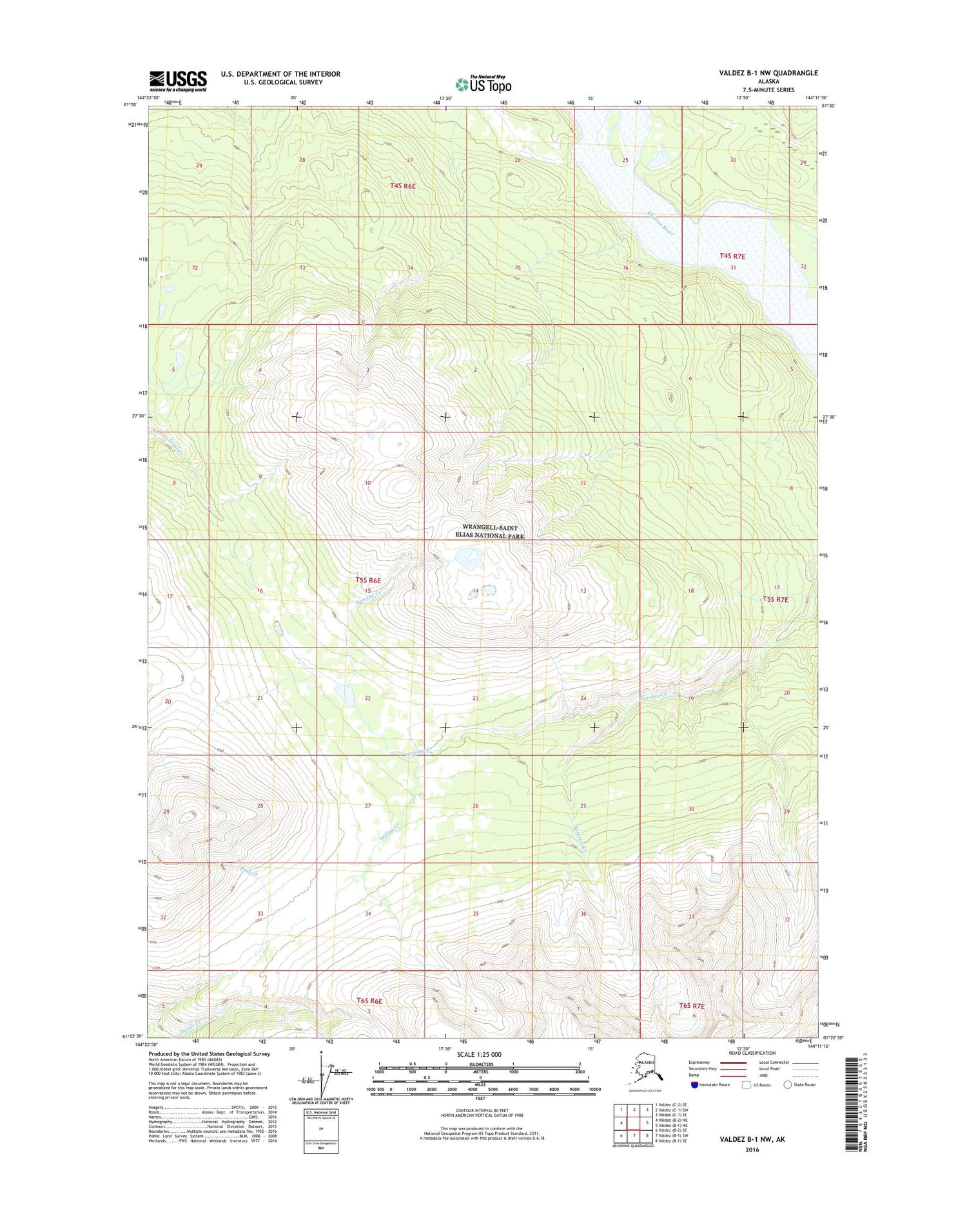 Valdez B-1 NW Alaska US Topo Map Image