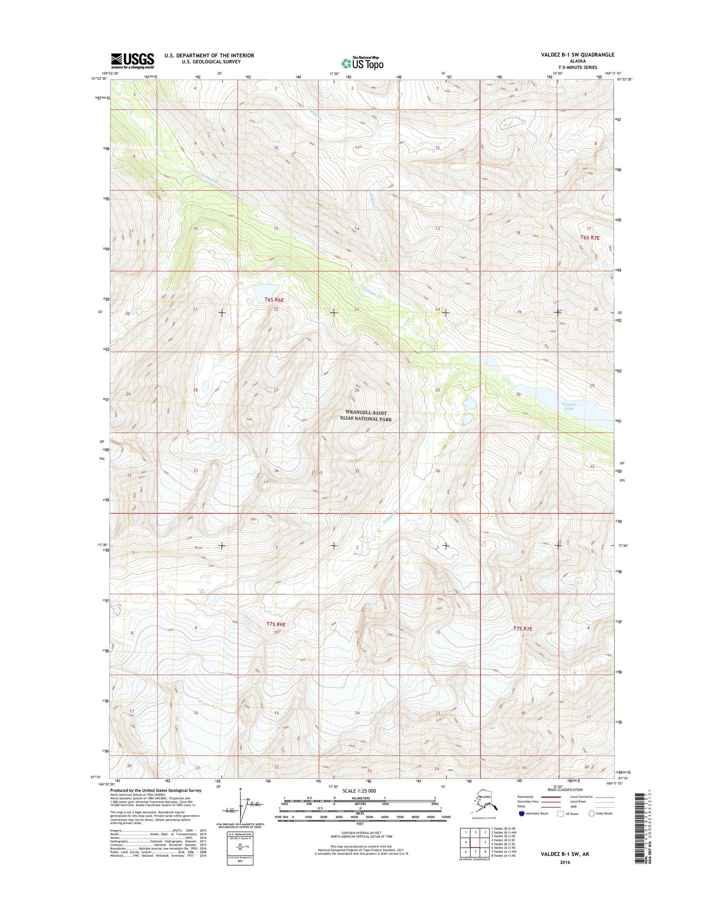 Valdez B-1 SW Alaska US Topo Map Image