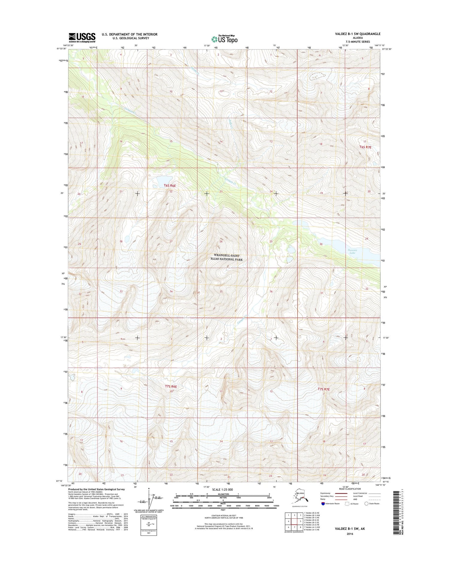Valdez B-1 SW Alaska US Topo Map Image