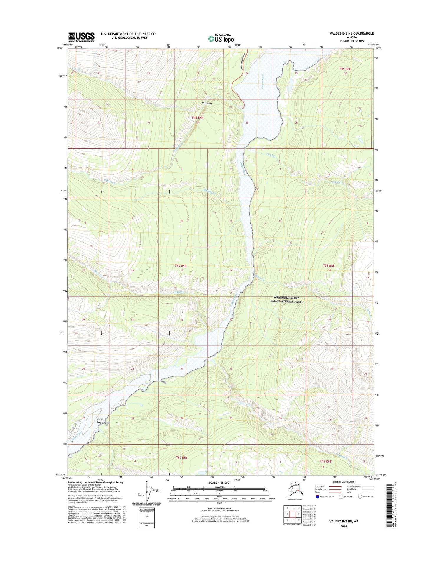 Valdez B-2 NE Alaska US Topo Map Image