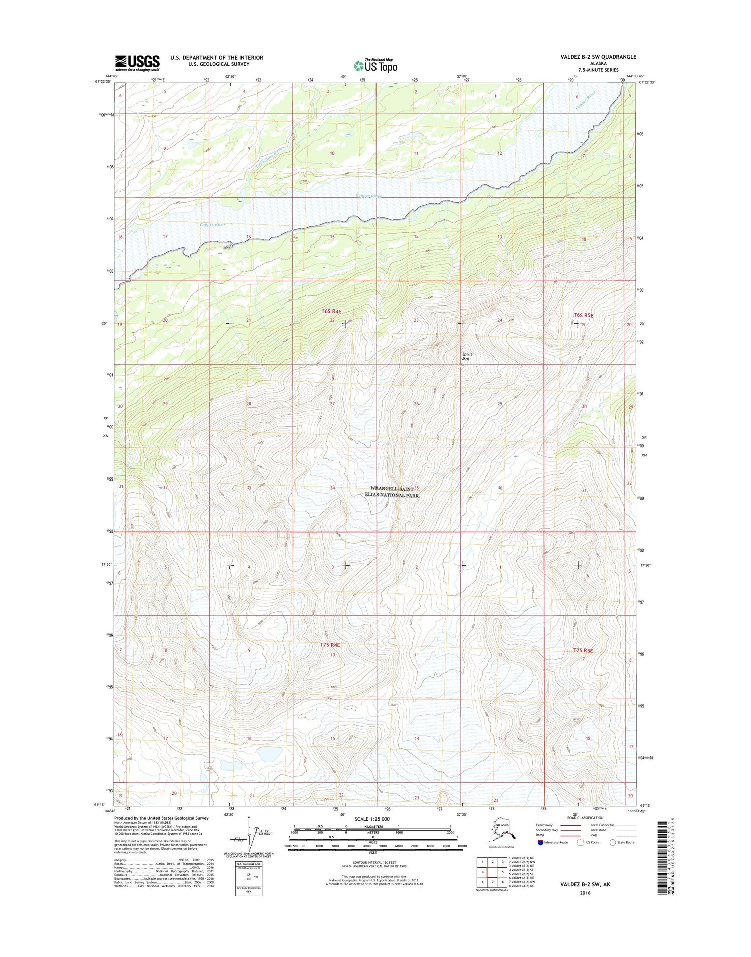 Valdez B-2 SW Alaska US Topo Map Image