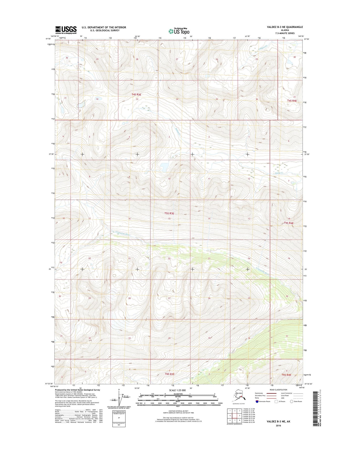 Valdez B-3 NE Alaska US Topo Map Image