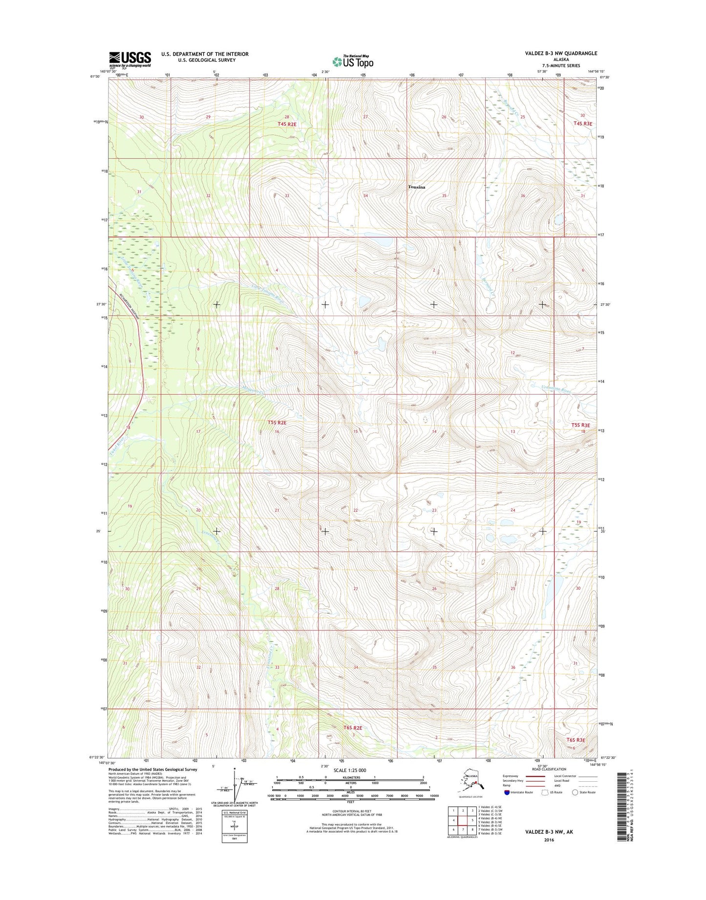 Valdez B-3 NW Alaska US Topo Map Image