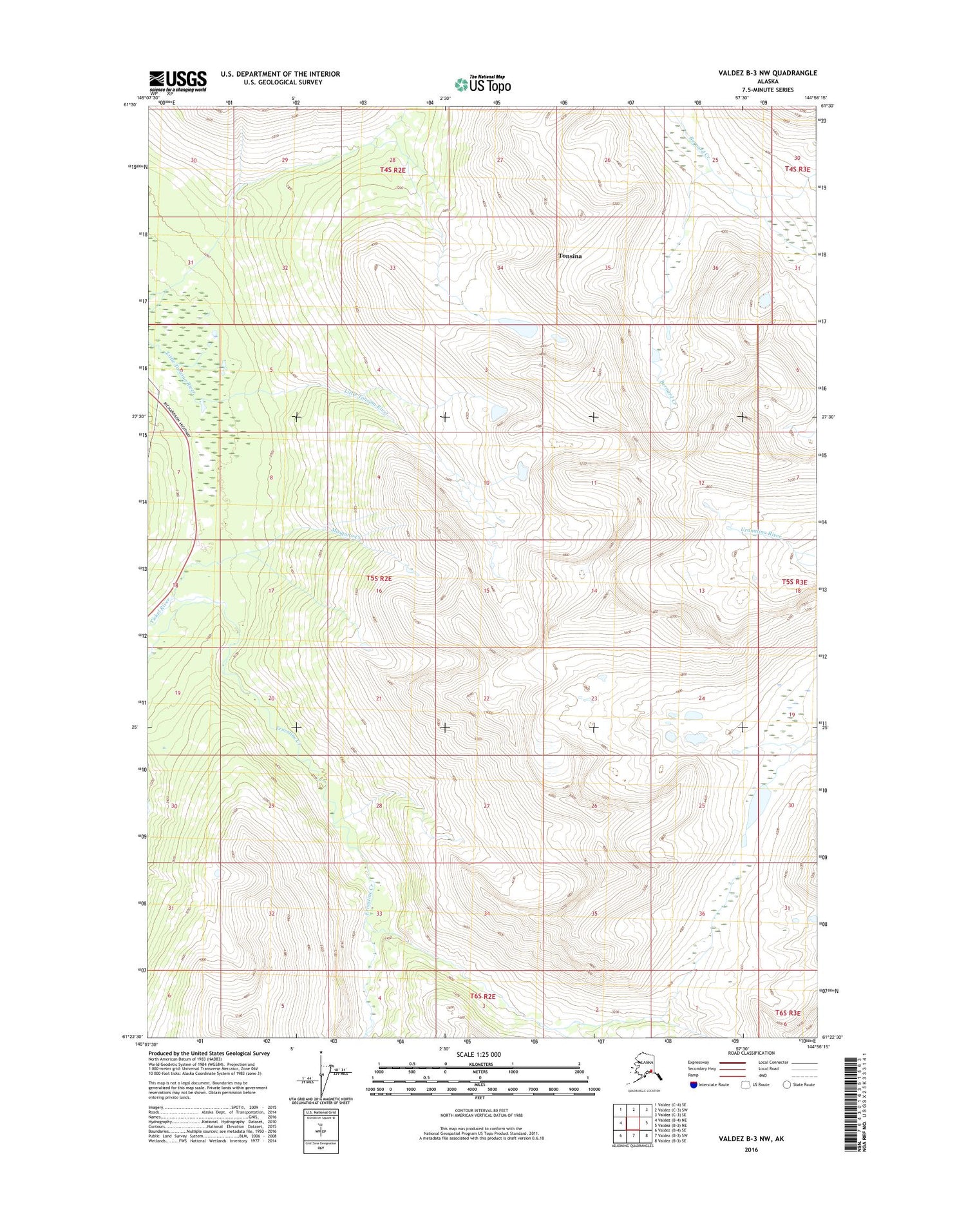 Valdez B-3 NW Alaska US Topo Map Image