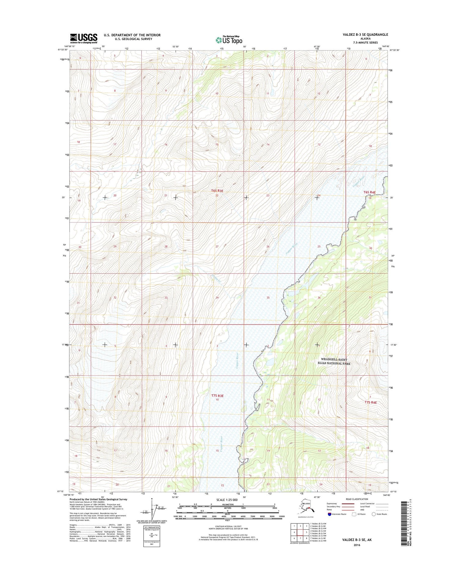 Valdez B-3 SE Alaska US Topo Map Image