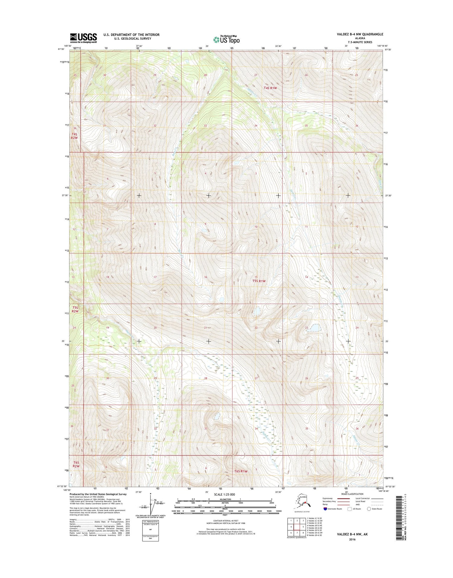 Valdez B-4 NW Alaska US Topo Map Image