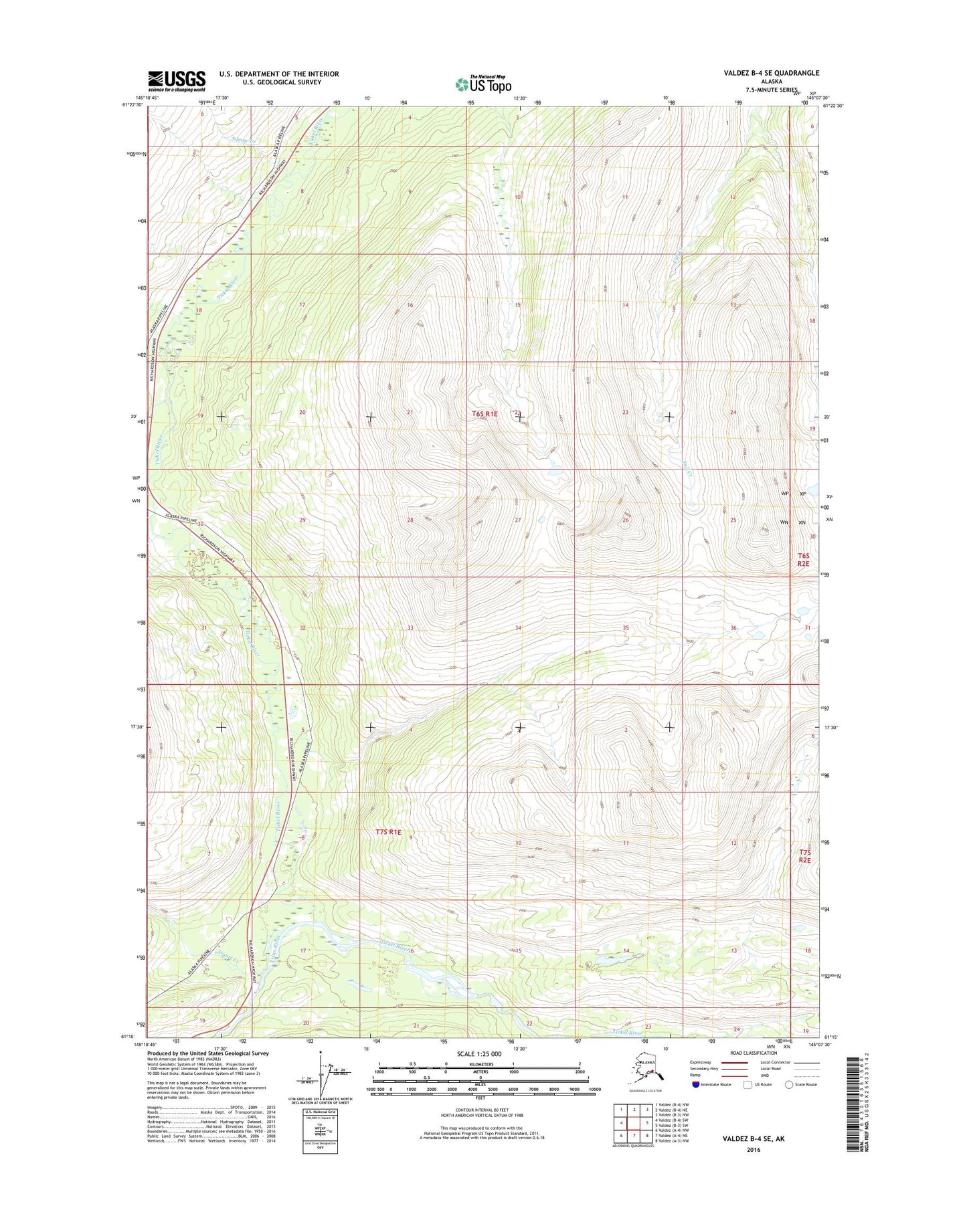 Valdez B-4 SE Alaska US Topo Map Image