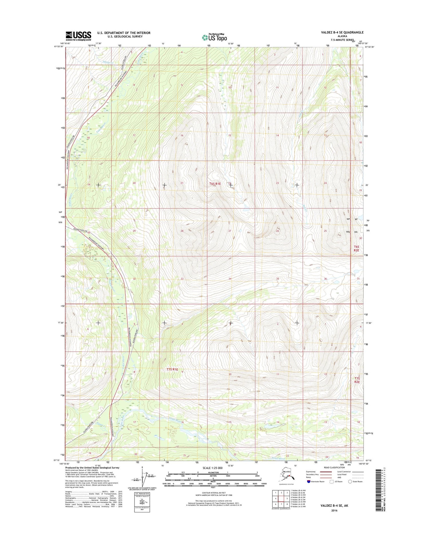 Valdez B-4 SE Alaska US Topo Map Image