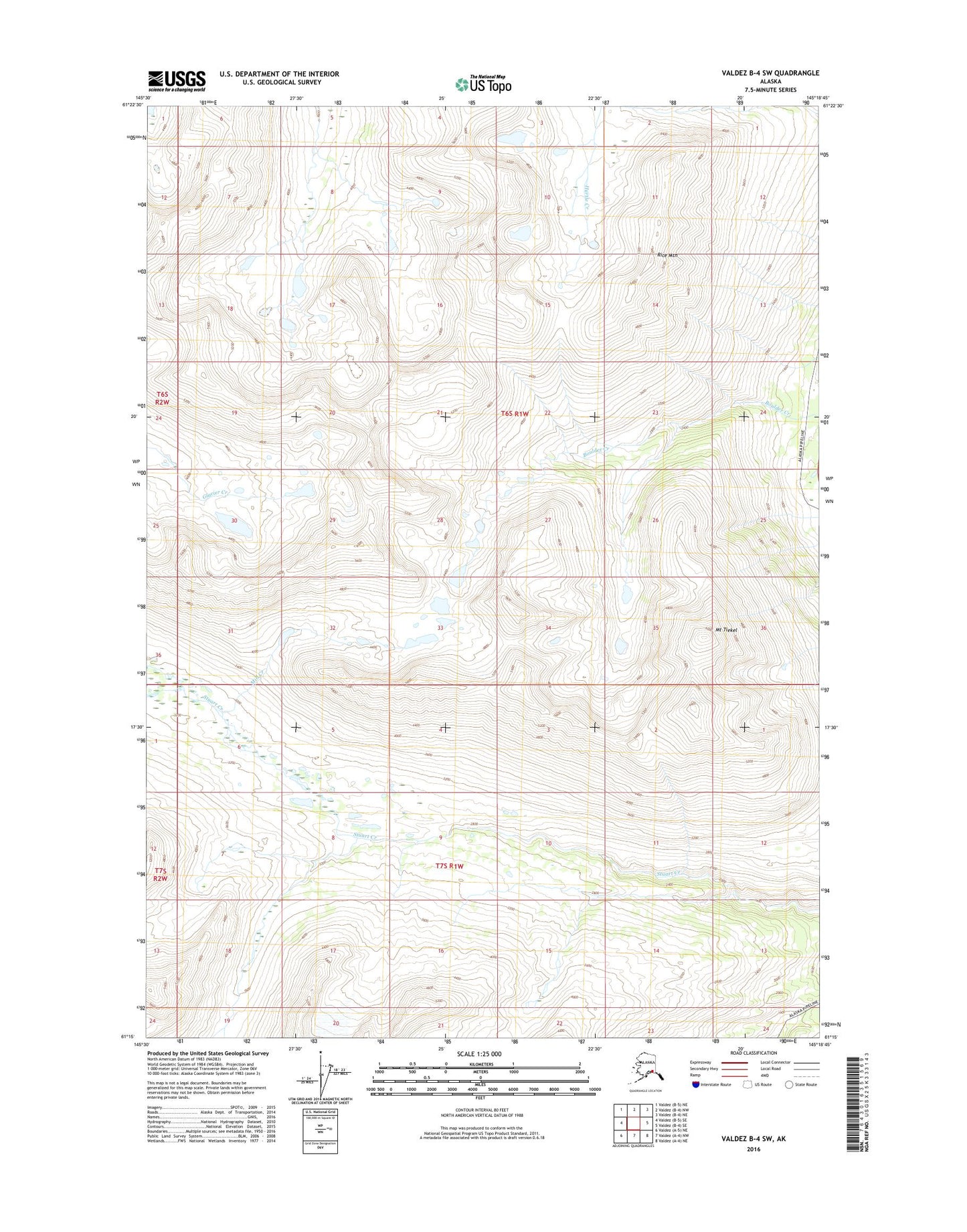 Valdez B-4 SW Alaska US Topo Map Image