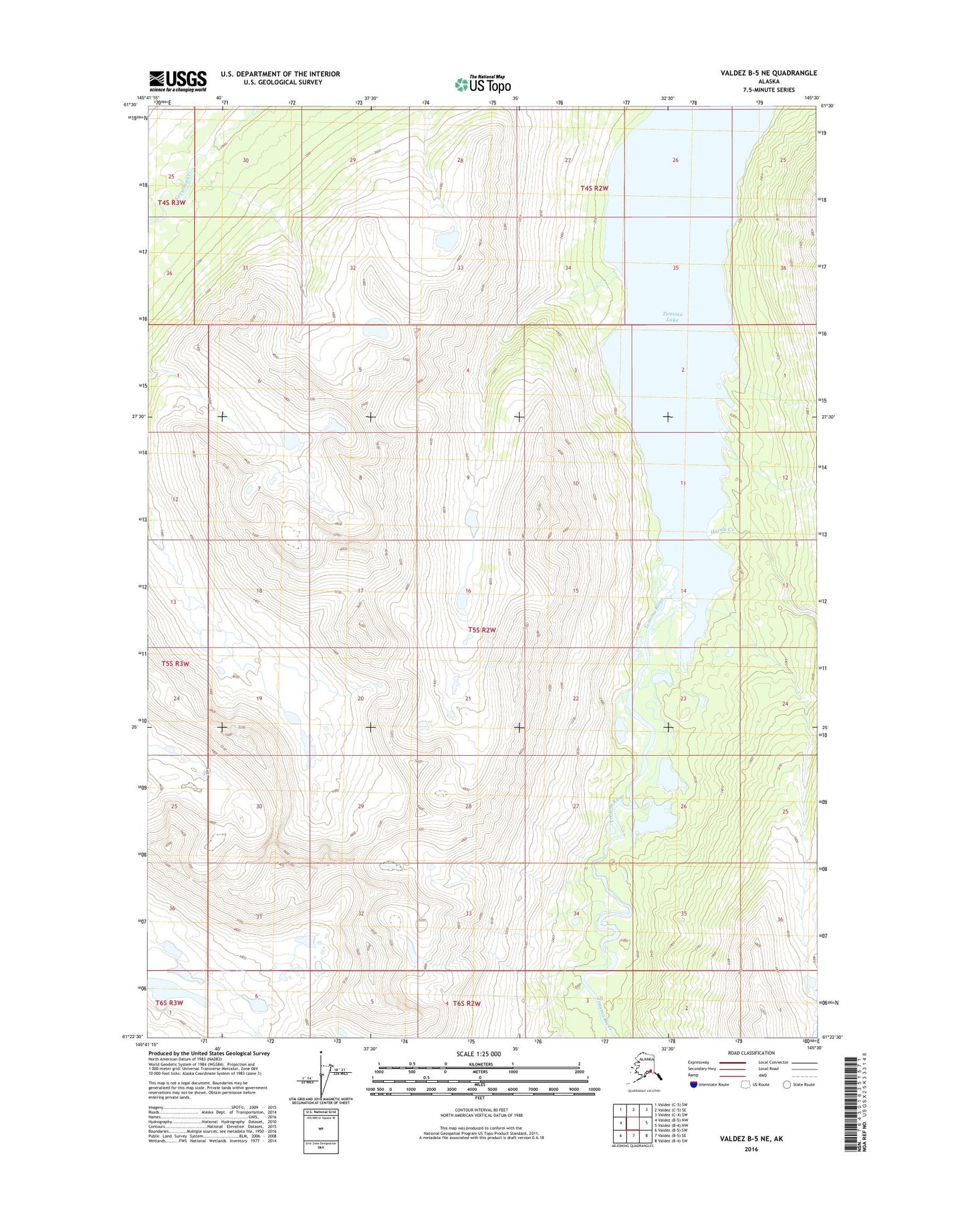 Valdez B-5 NE Alaska US Topo Map Image