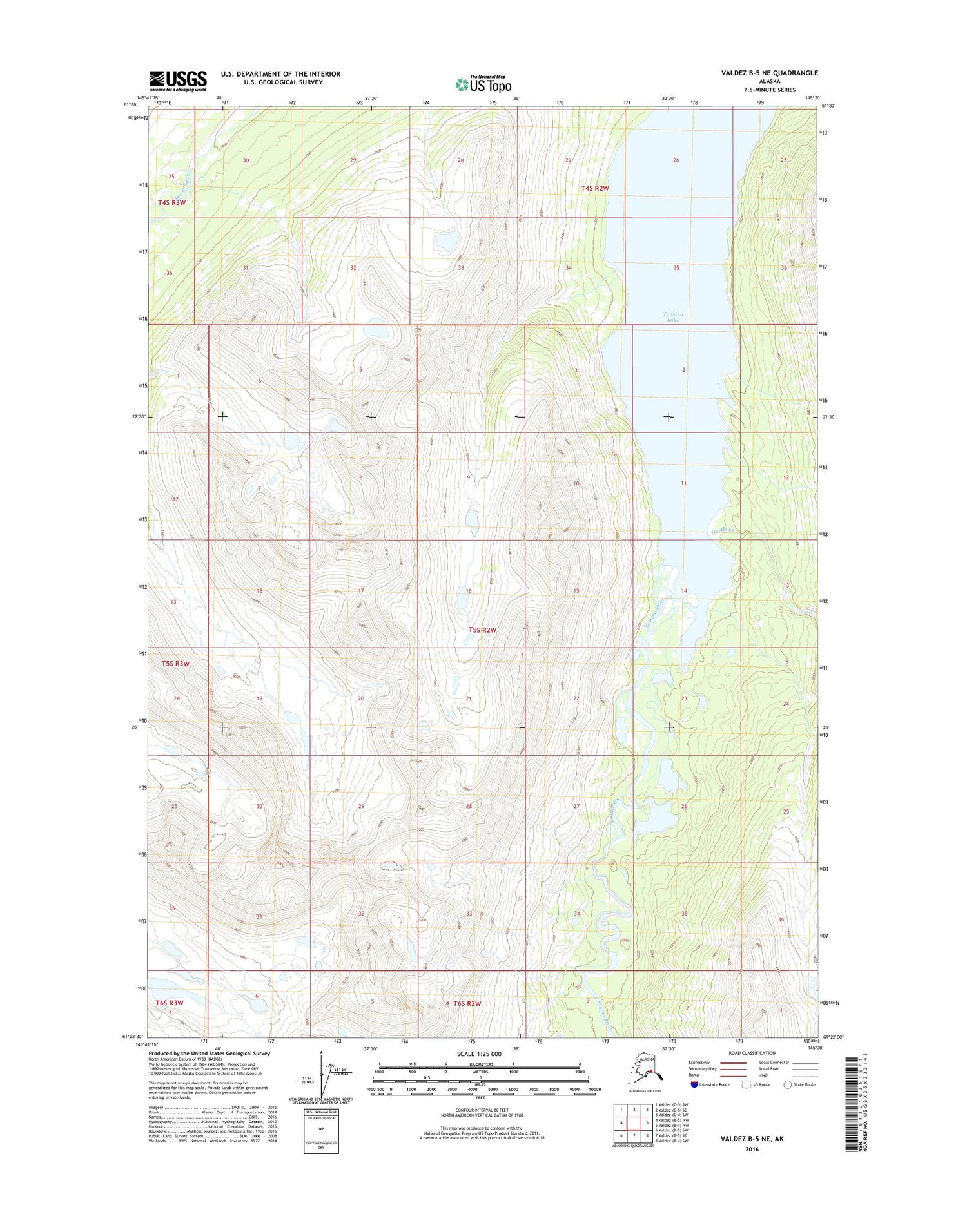 Valdez B-5 NE Alaska US Topo Map Image
