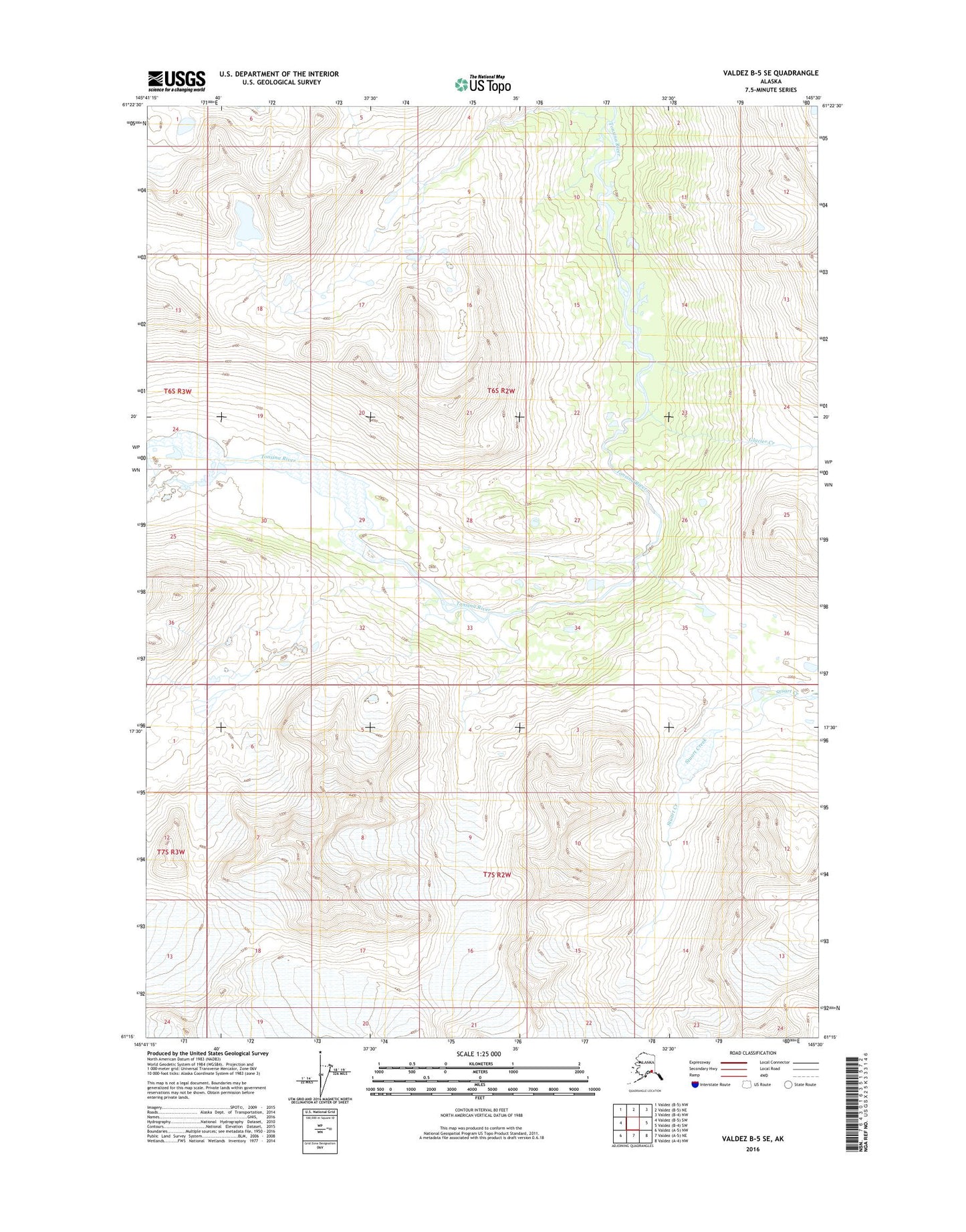 Valdez B-5 SE Alaska US Topo Map Image