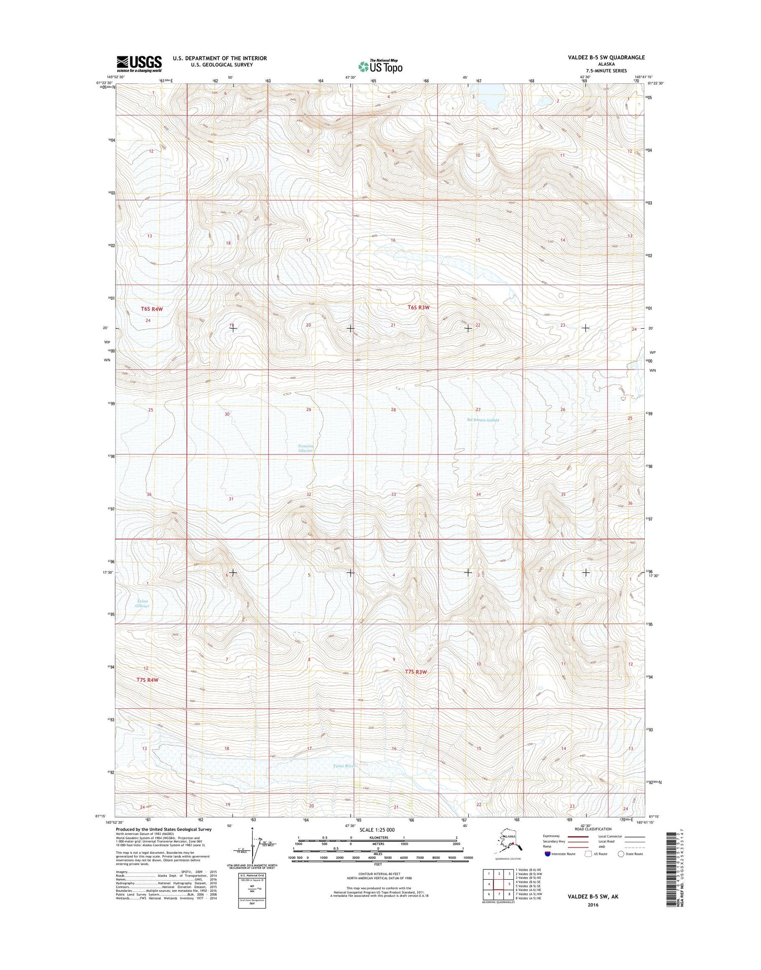 Valdez B-5 SW Alaska US Topo Map Image