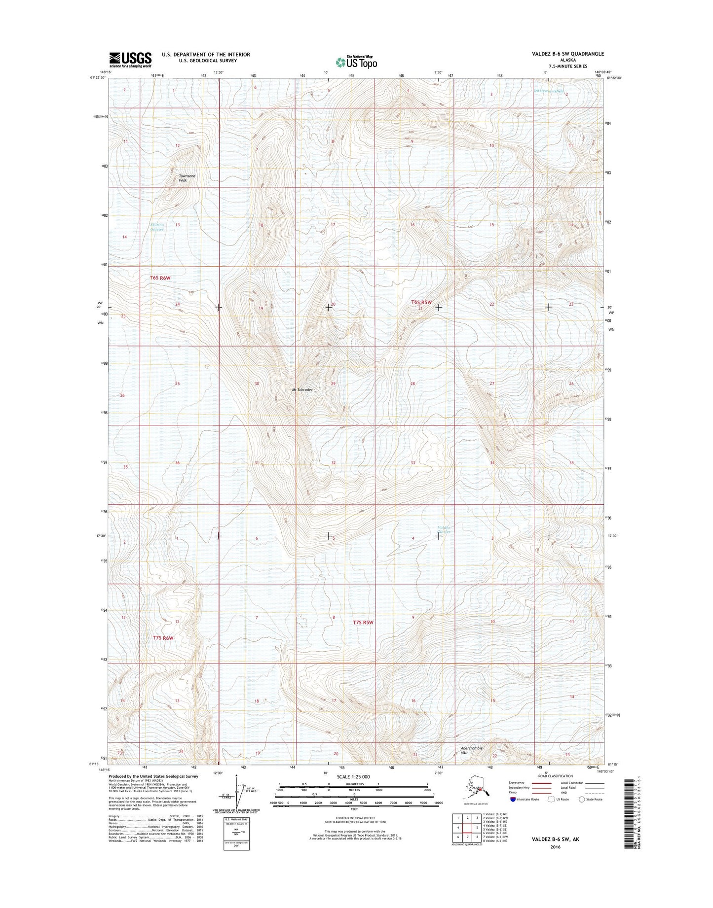 Valdez B-6 SW Alaska US Topo Map Image