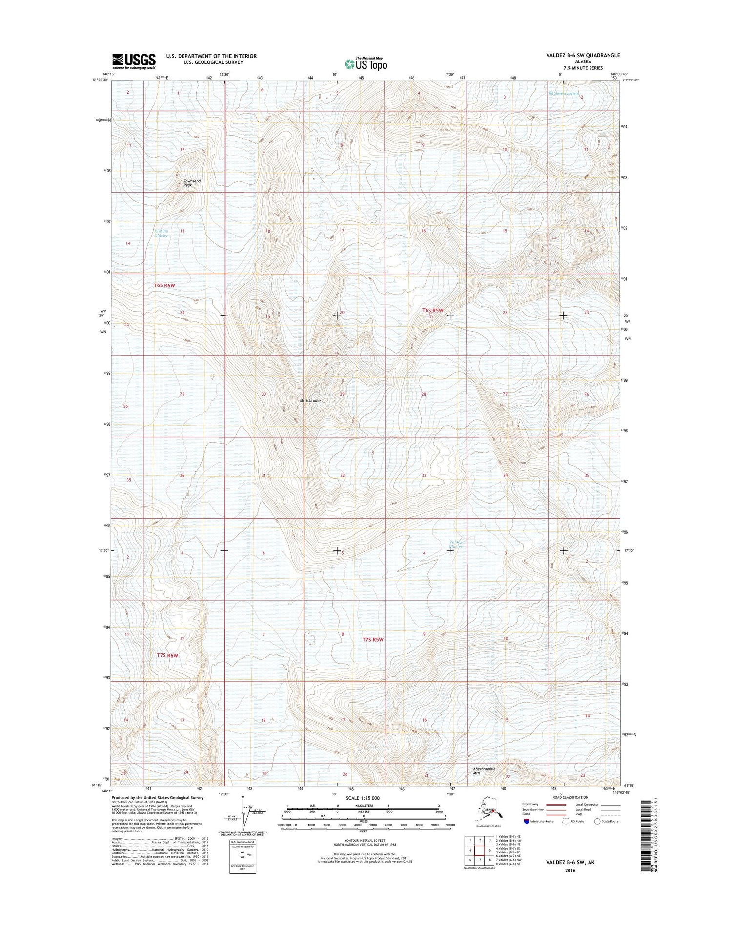Valdez B-6 SW Alaska US Topo Map Image